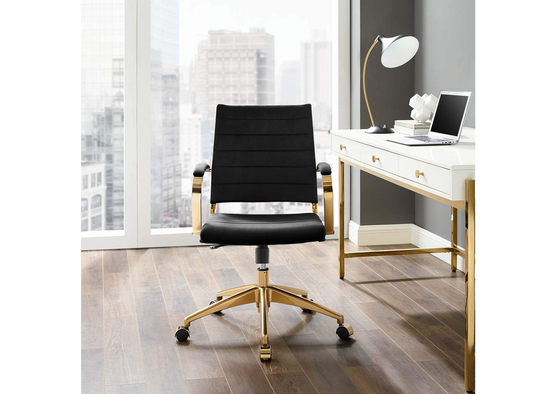 Black Jive Mid Back Performance Velvet Office Chair,Modway