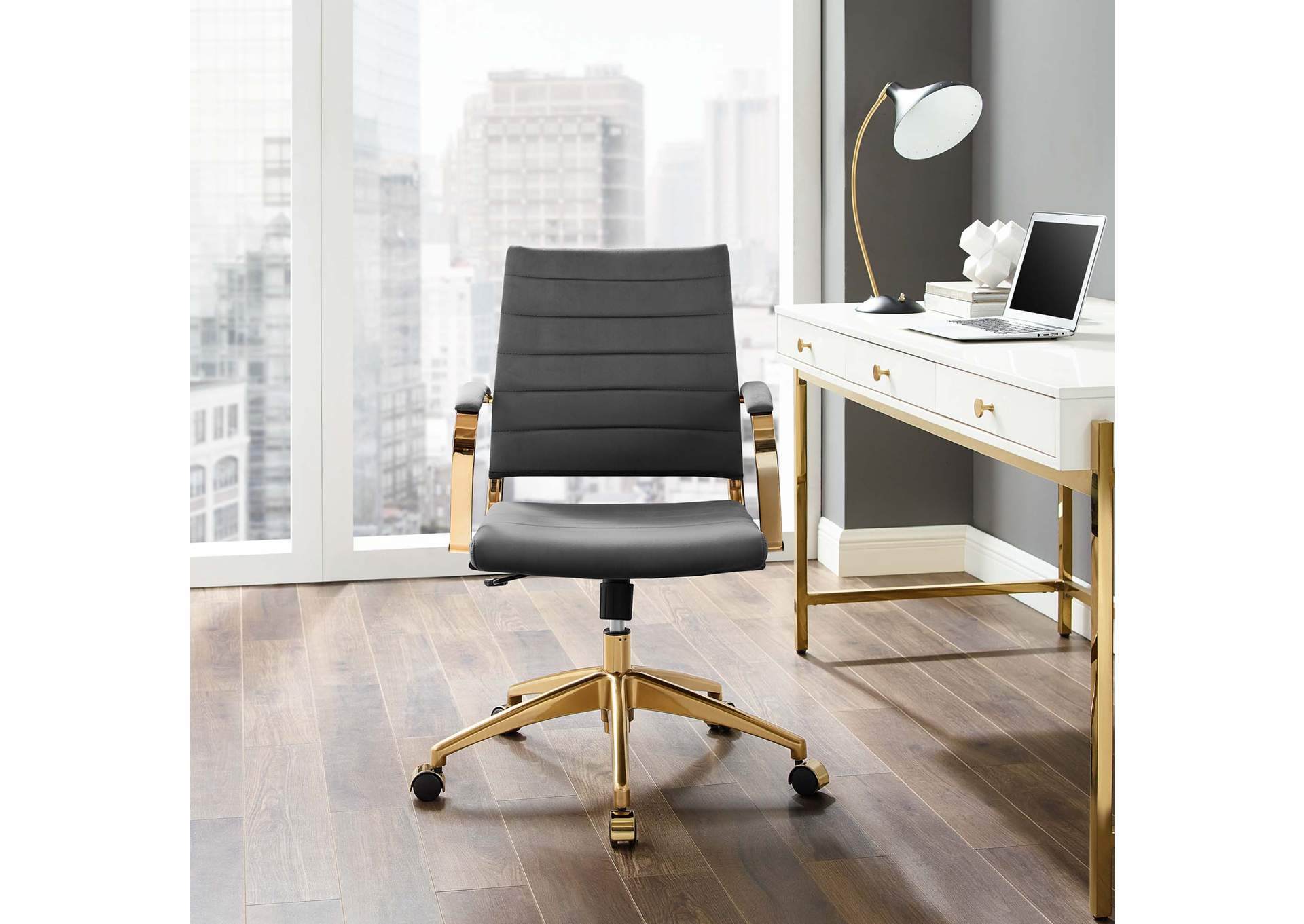 Gray Jive Mid Back Performance Velvet Office Chair,Modway