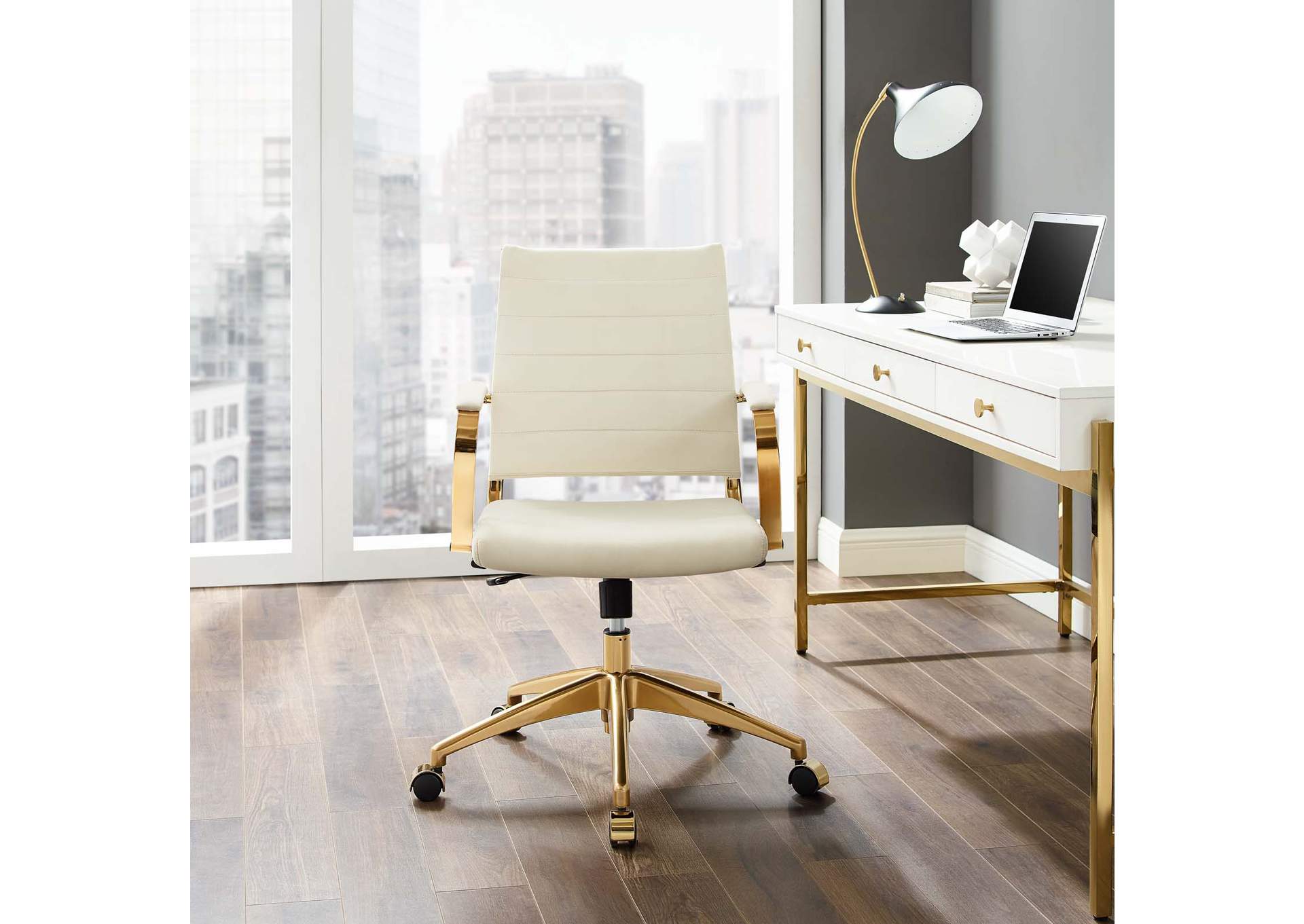 Ivory Jive Mid Back Performance Velvet Office Chair,Modway