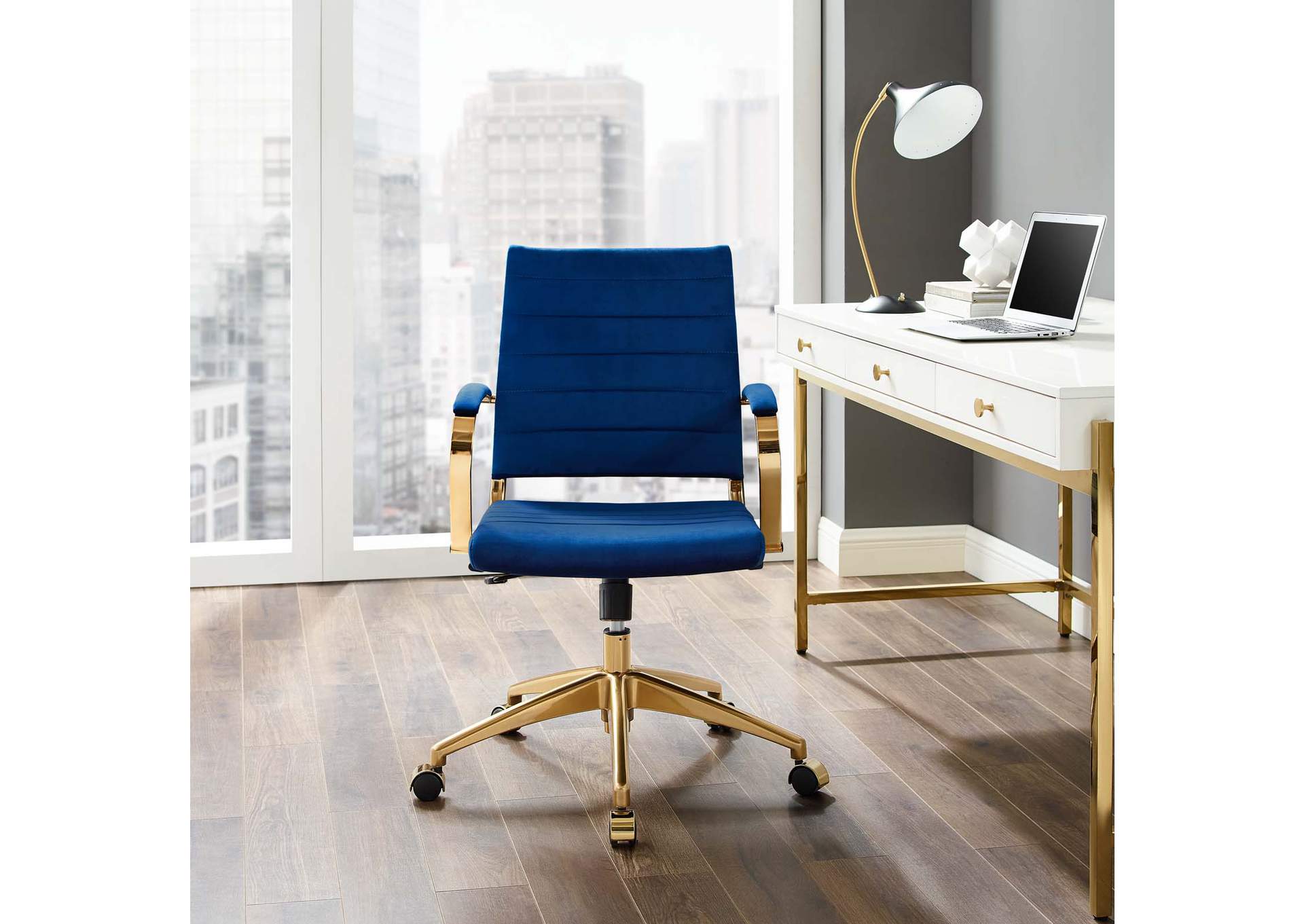 Navy Jive Mid Back Performance Velvet Office Chair,Modway