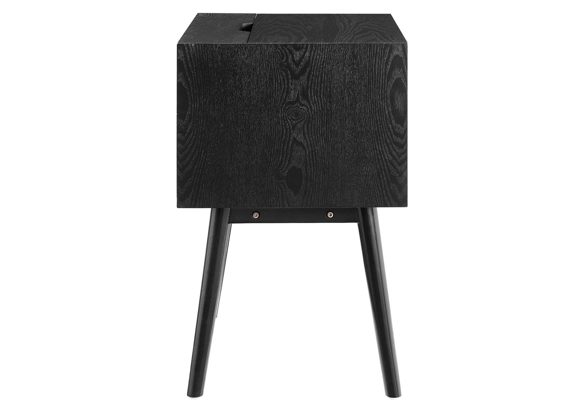 Black Black Ember Wood Nightstand With USB Ports,Modway