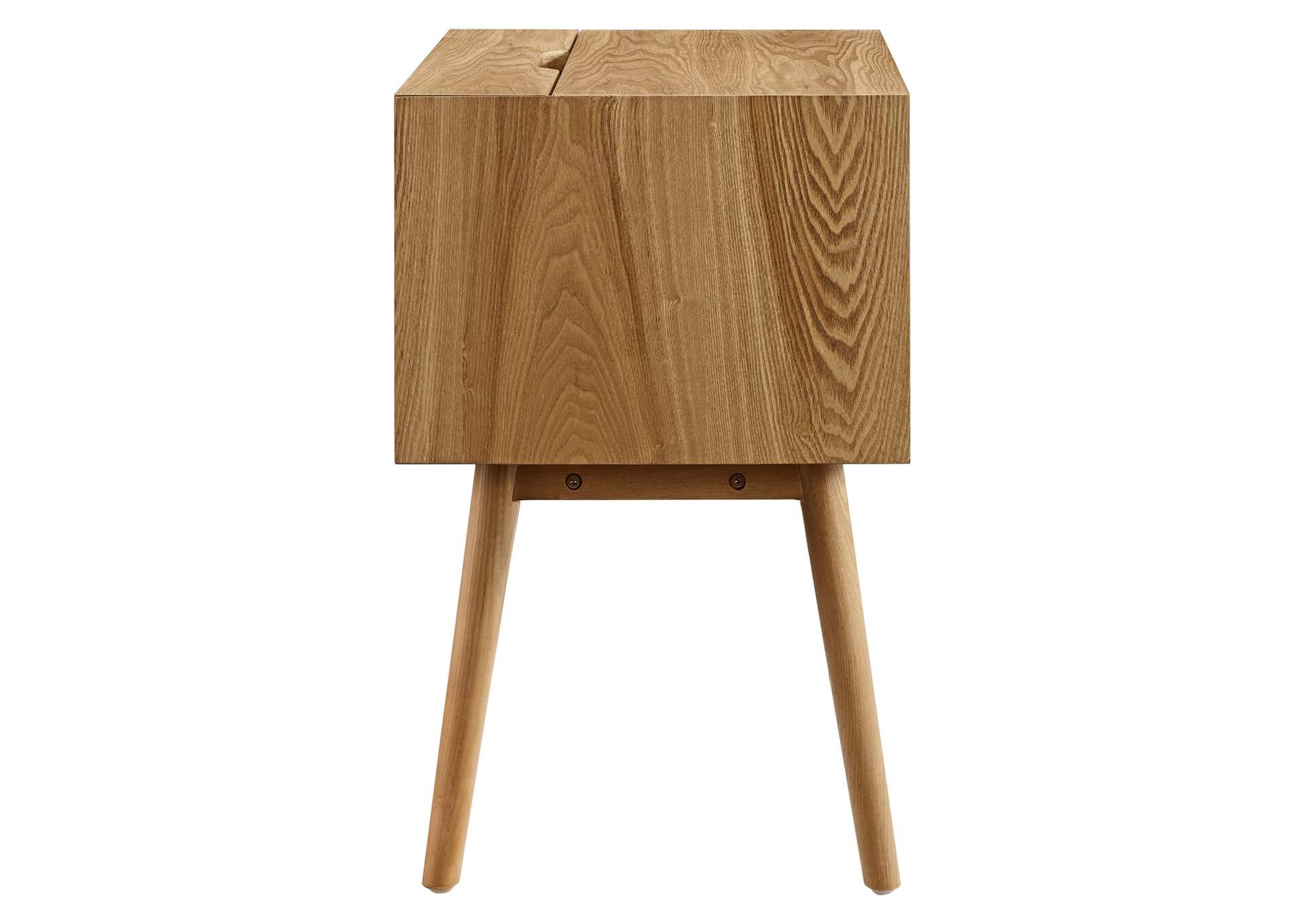 Natural Natural Ember Wood Nightstand With USB Ports,Modway