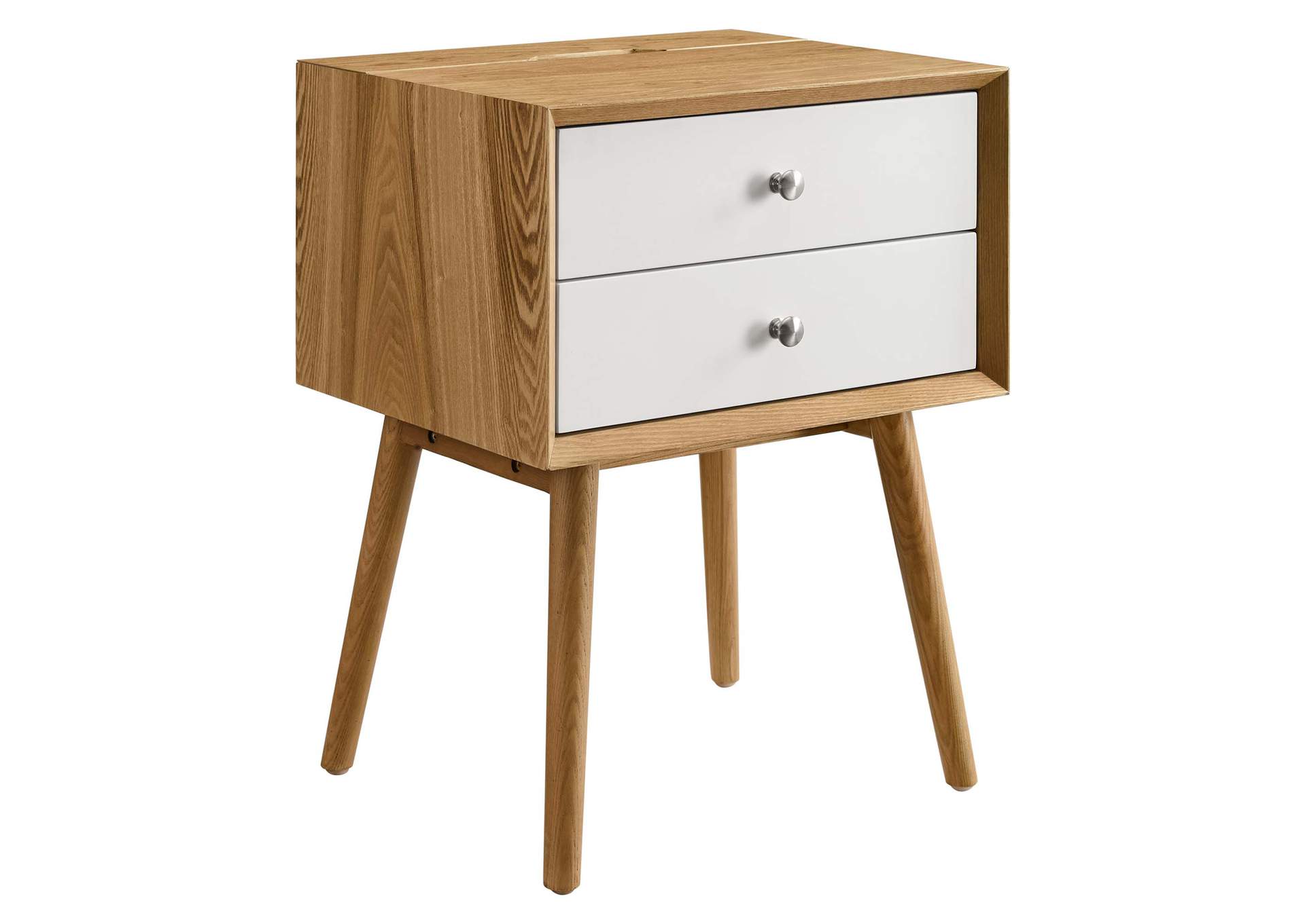 Natural White Ember Wood Nightstand With USB Ports,Modway