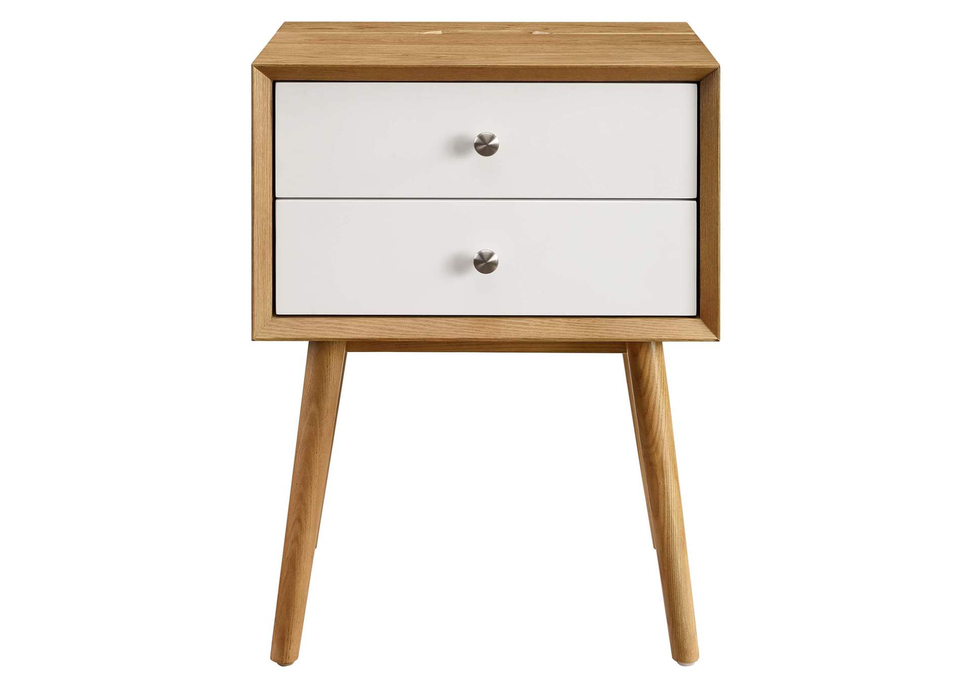 Natural White Ember Wood Nightstand With USB Ports,Modway