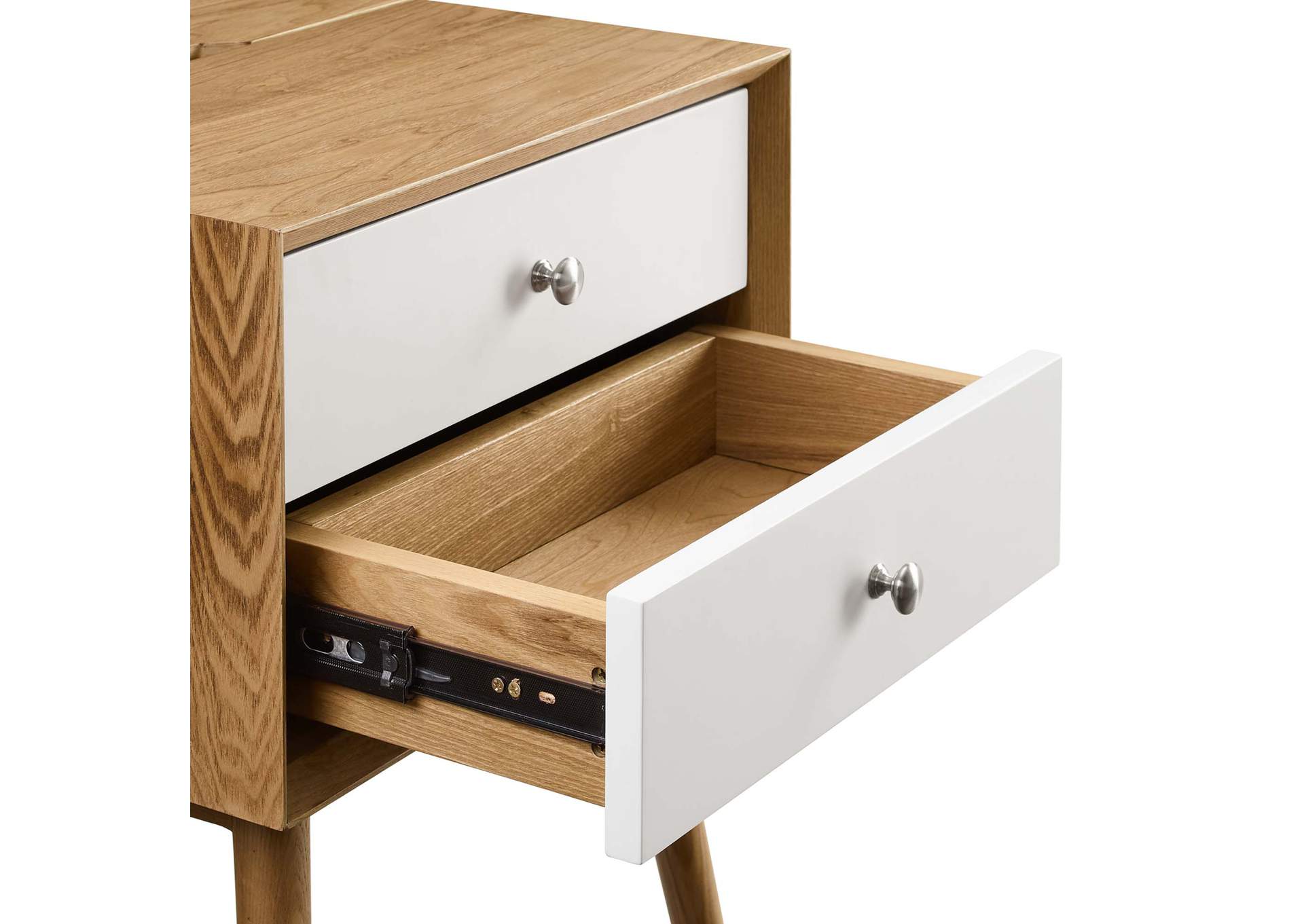 Natural White Ember Wood Nightstand With USB Ports,Modway