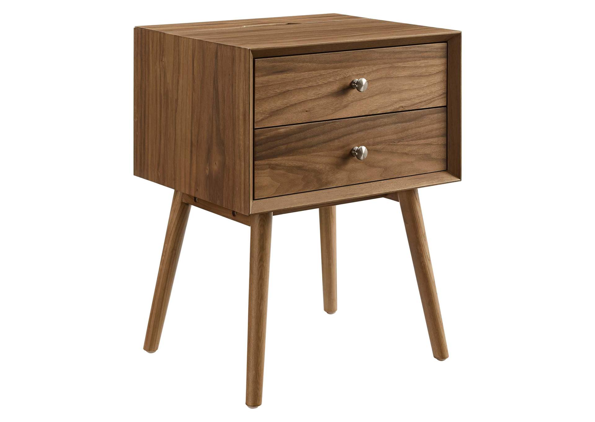 Walnut Walnut Ember Wood Nightstand With USB Ports,Modway