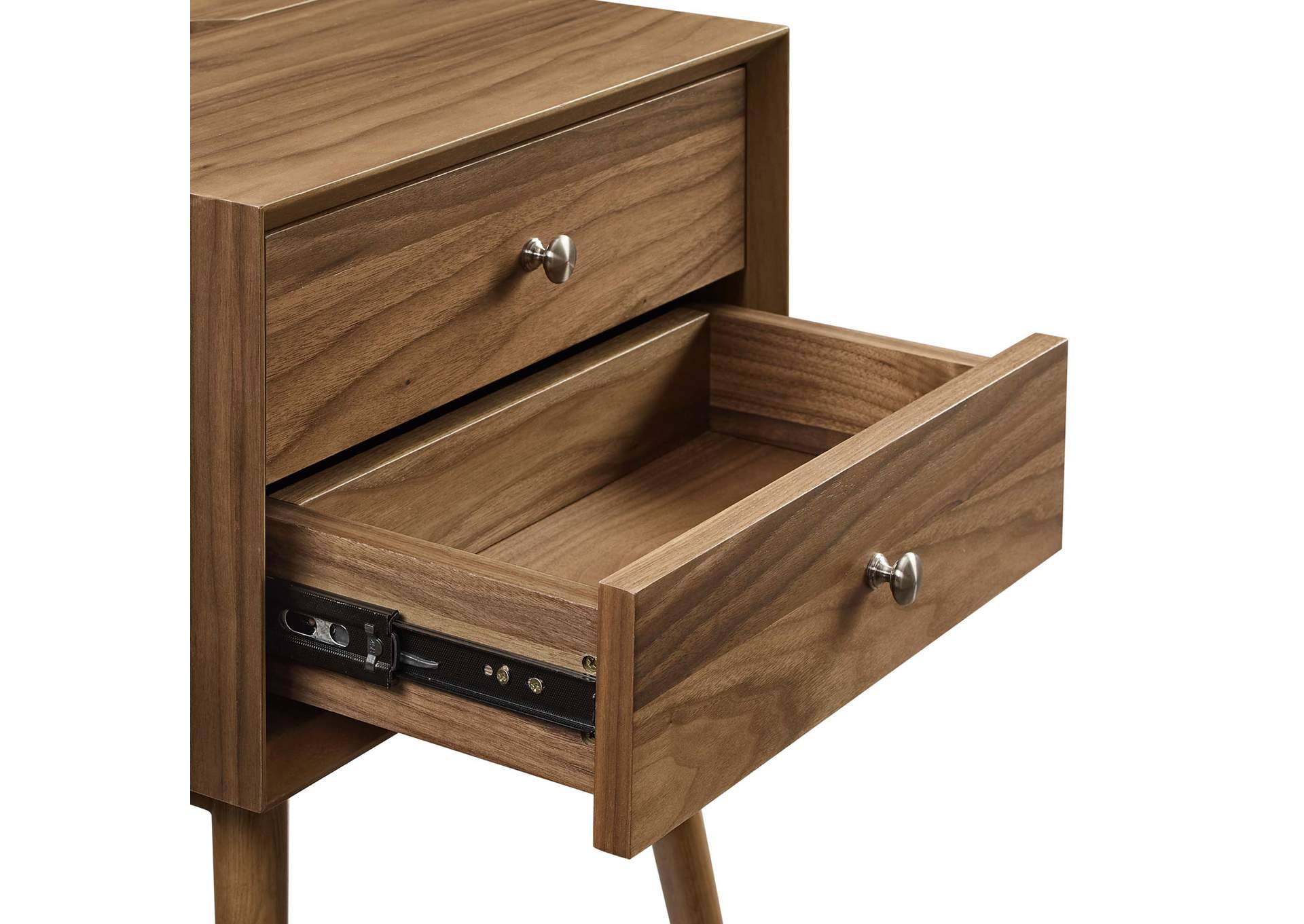 Walnut Walnut Ember Wood Nightstand With USB Ports,Modway