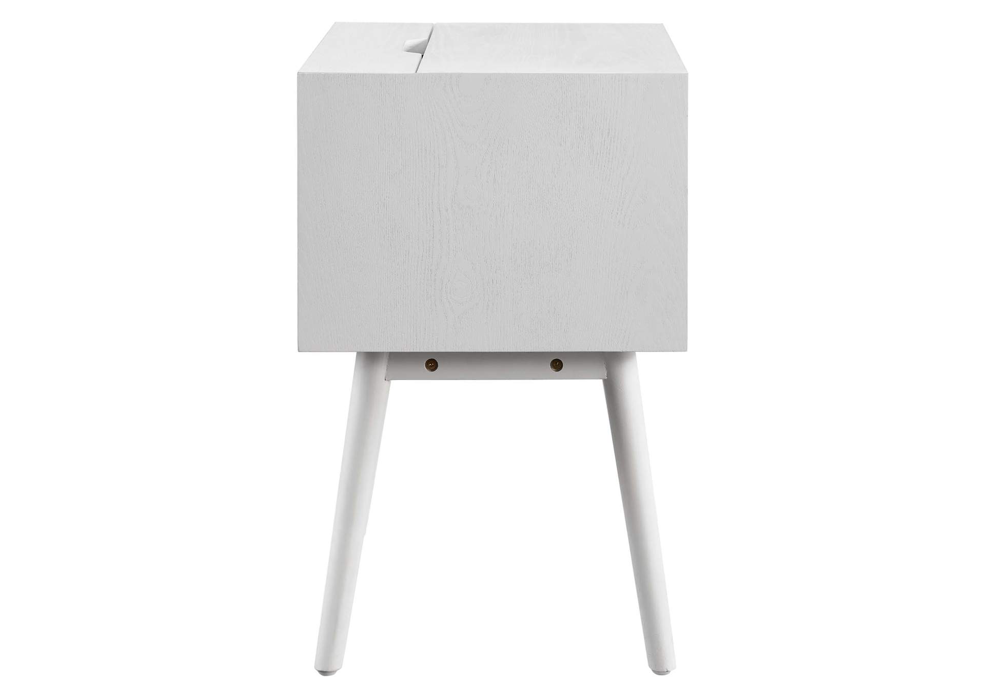 White White Ember Wood Nightstand With USB Ports,Modway