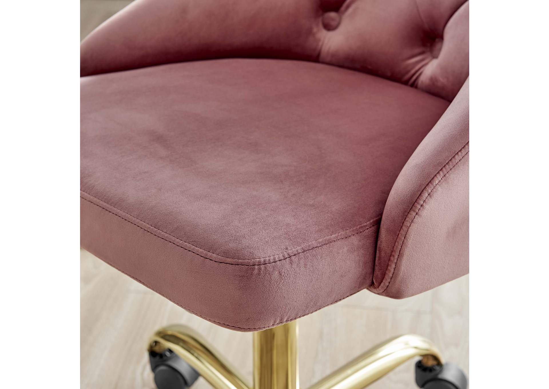 Gold Dusty Rose Distinct Tufted Swivel Performance Velvet Office Chair,Modway