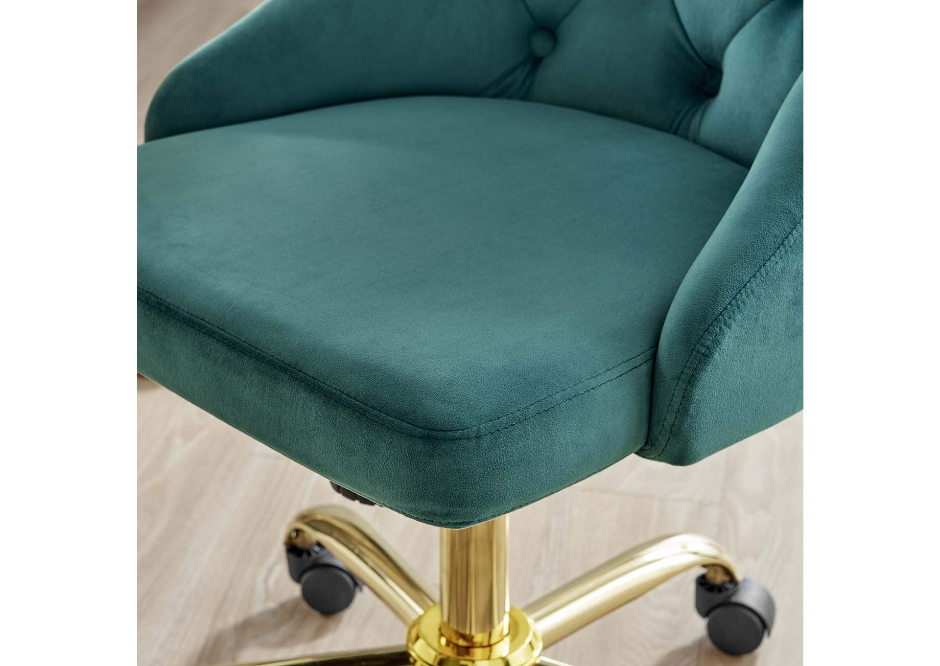 Gold Teal Distinct Tufted Swivel Performance Velvet Office Chair,Modway