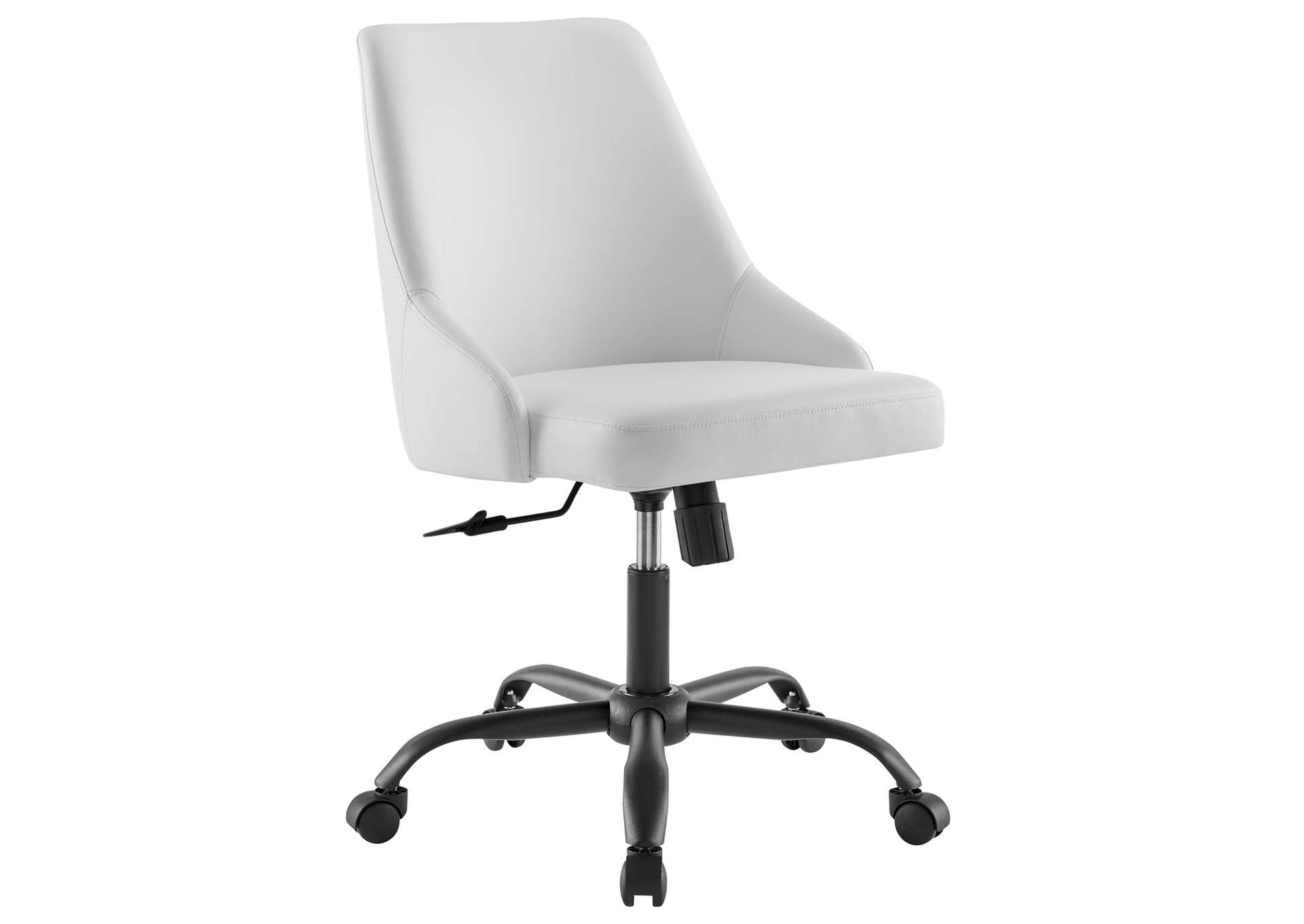 Black White Designate Swivel Vegan Leather Office Chair,Modway