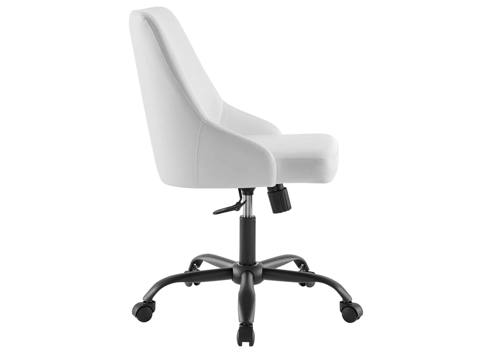 Black White Designate Swivel Vegan Leather Office Chair,Modway