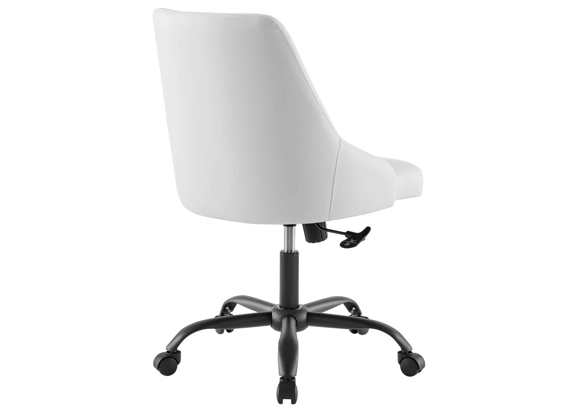 Black White Designate Swivel Vegan Leather Office Chair,Modway