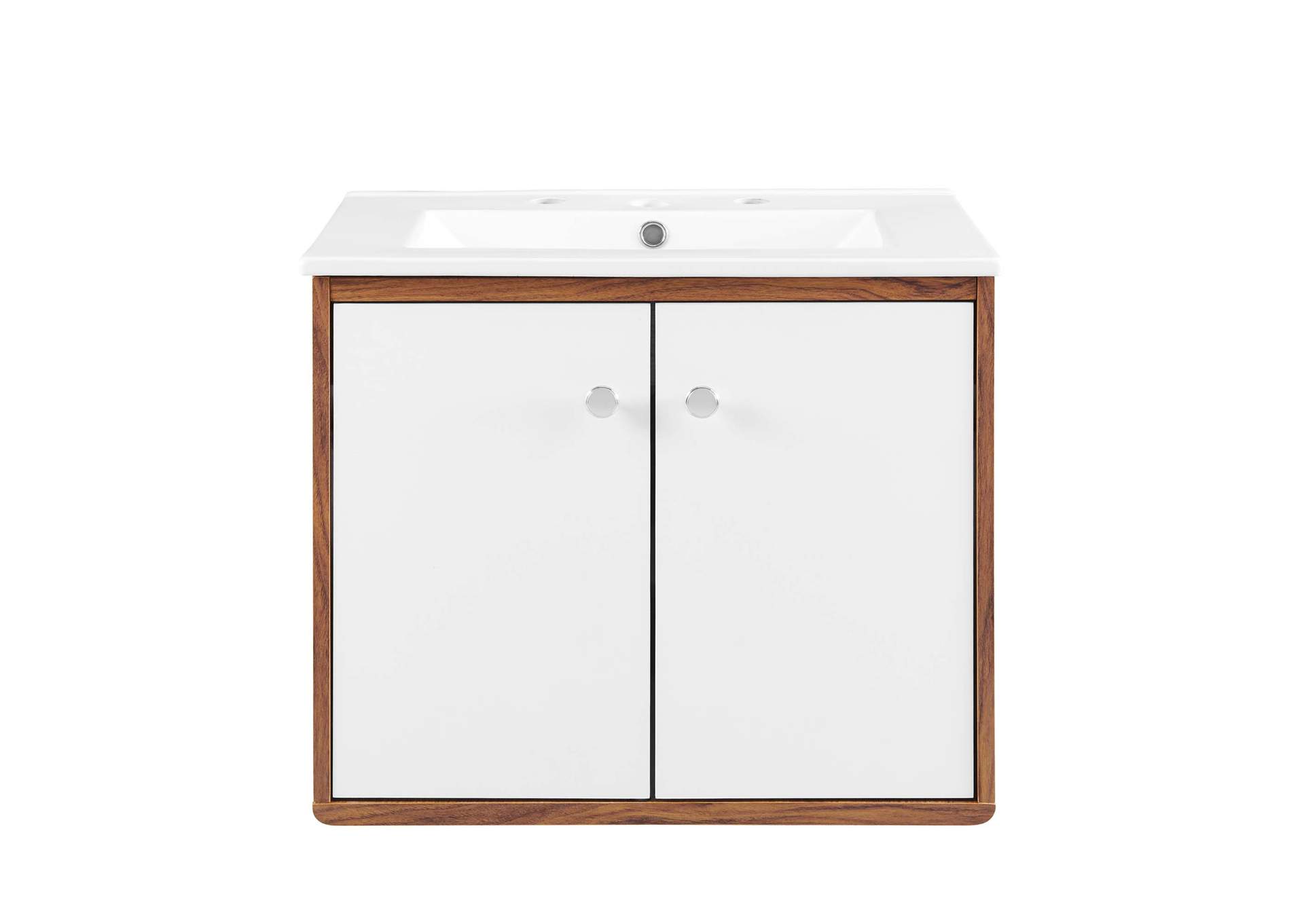 Walnut White Transmit 24" 	Wall-Mount Bathroom Vanity,Modway