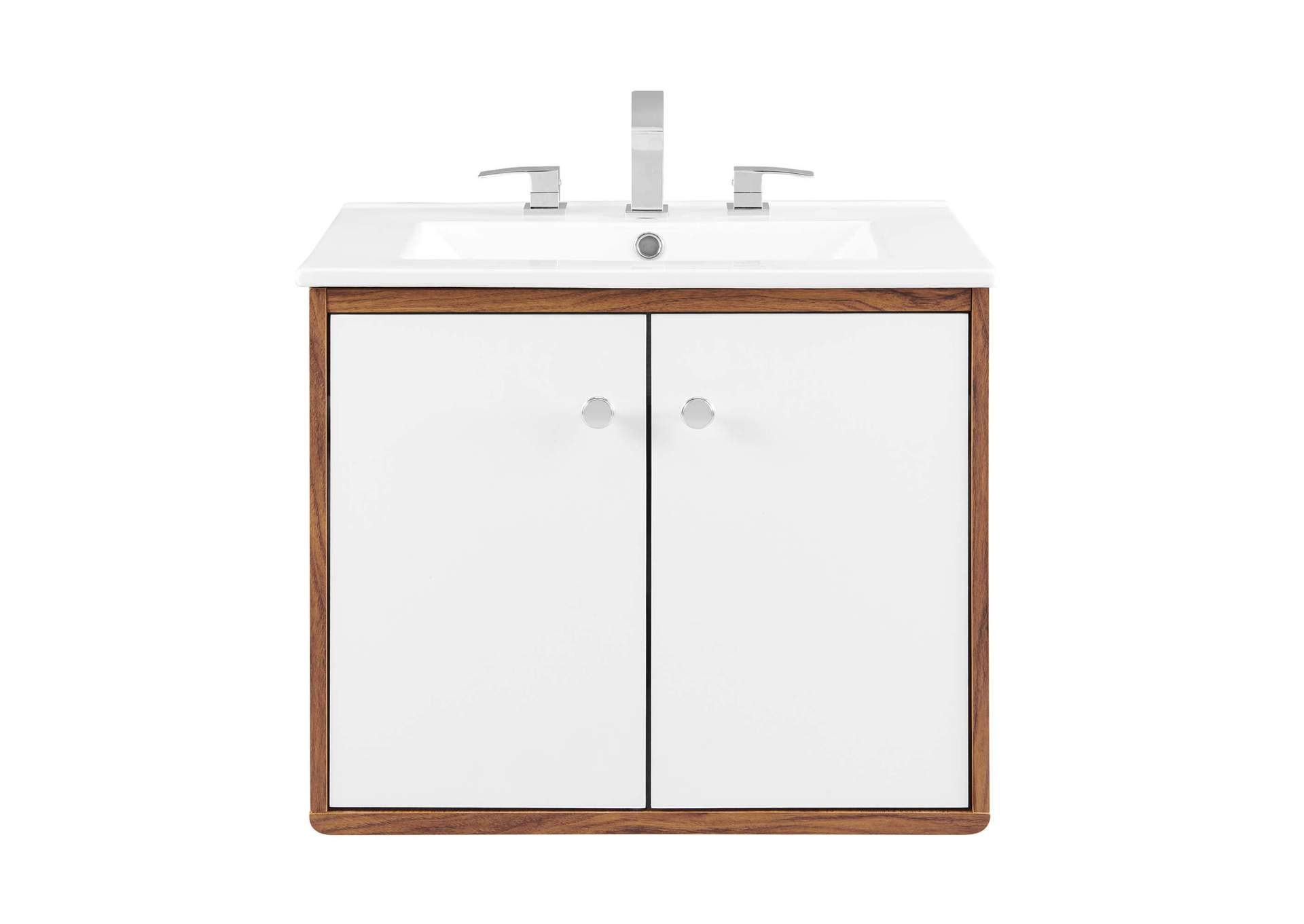 Walnut White Transmit 24" 	Wall-Mount Bathroom Vanity,Modway