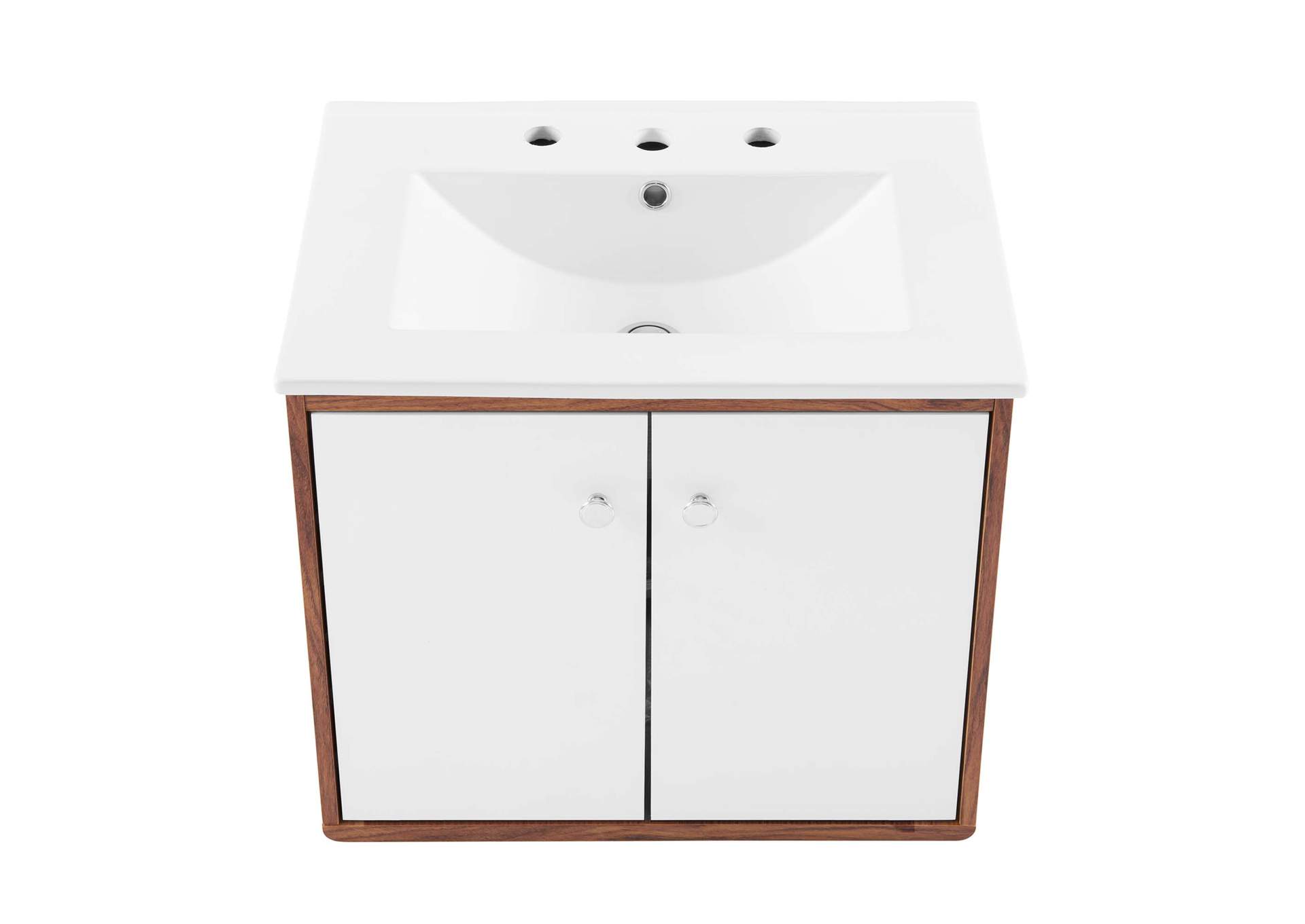 Walnut White Transmit 24" 	Wall-Mount Bathroom Vanity,Modway