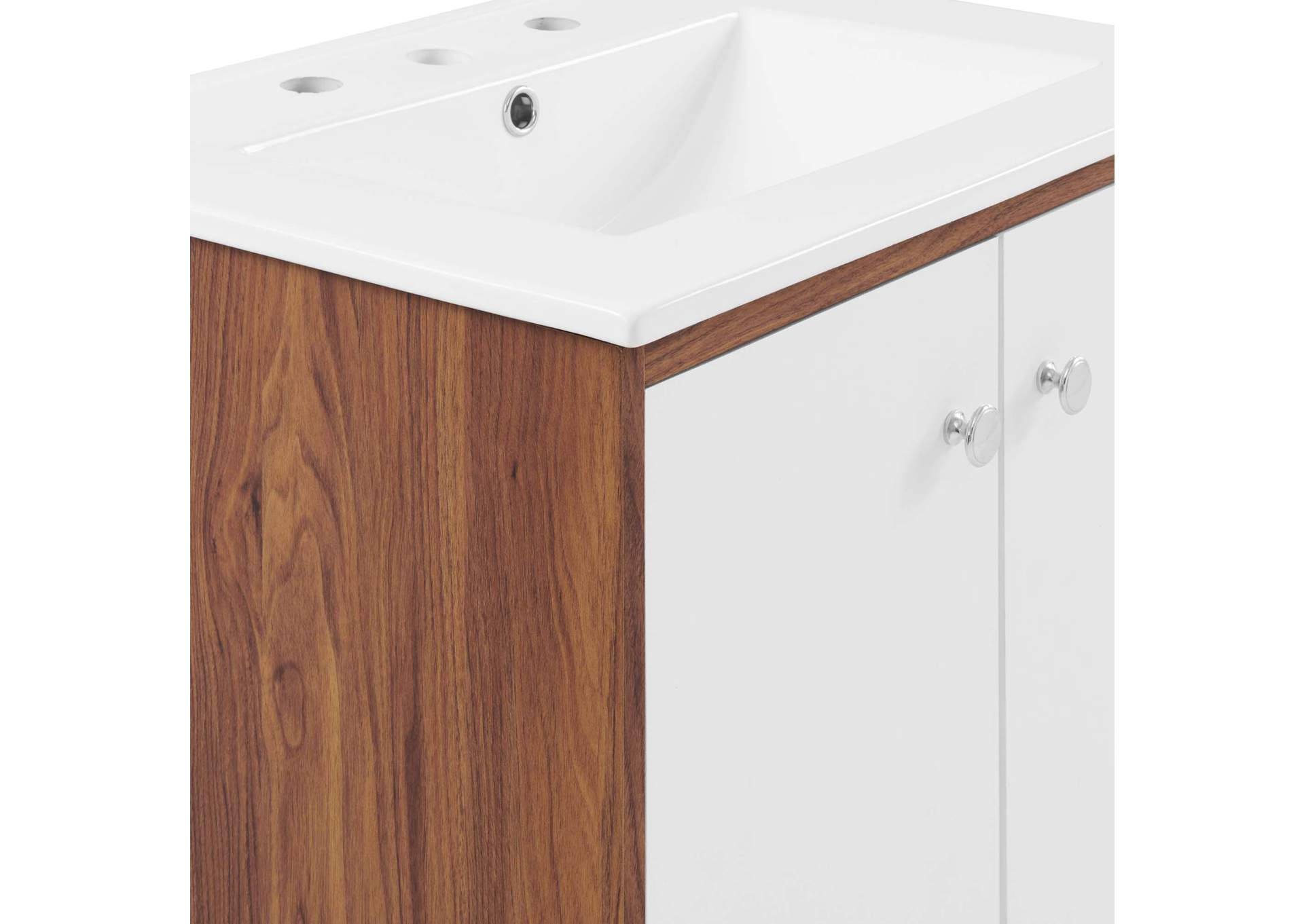 Walnut White Transmit 24" 	Wall-Mount Bathroom Vanity,Modway