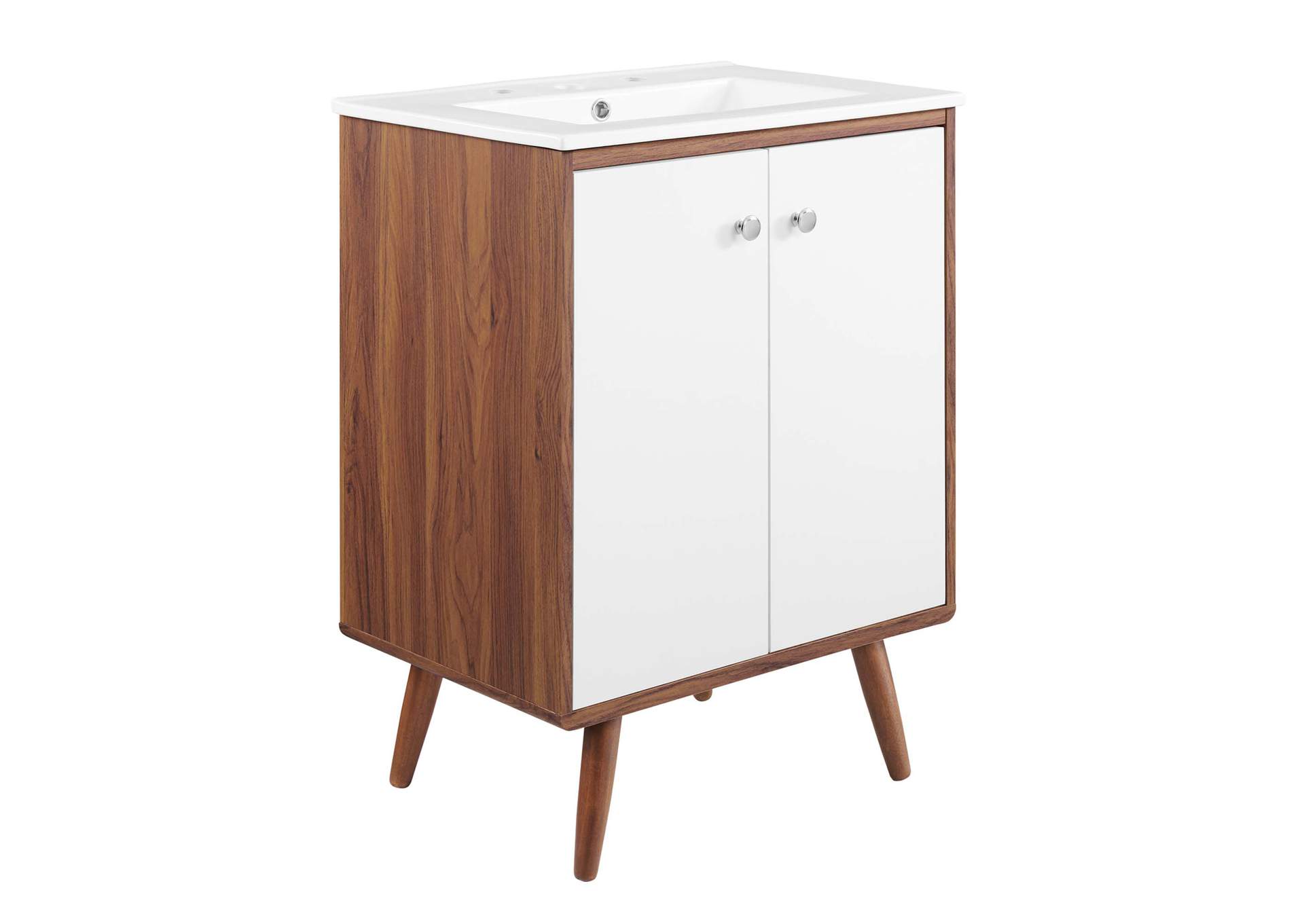 Walnut White Transmit 24" Bathroom Vanity,Modway