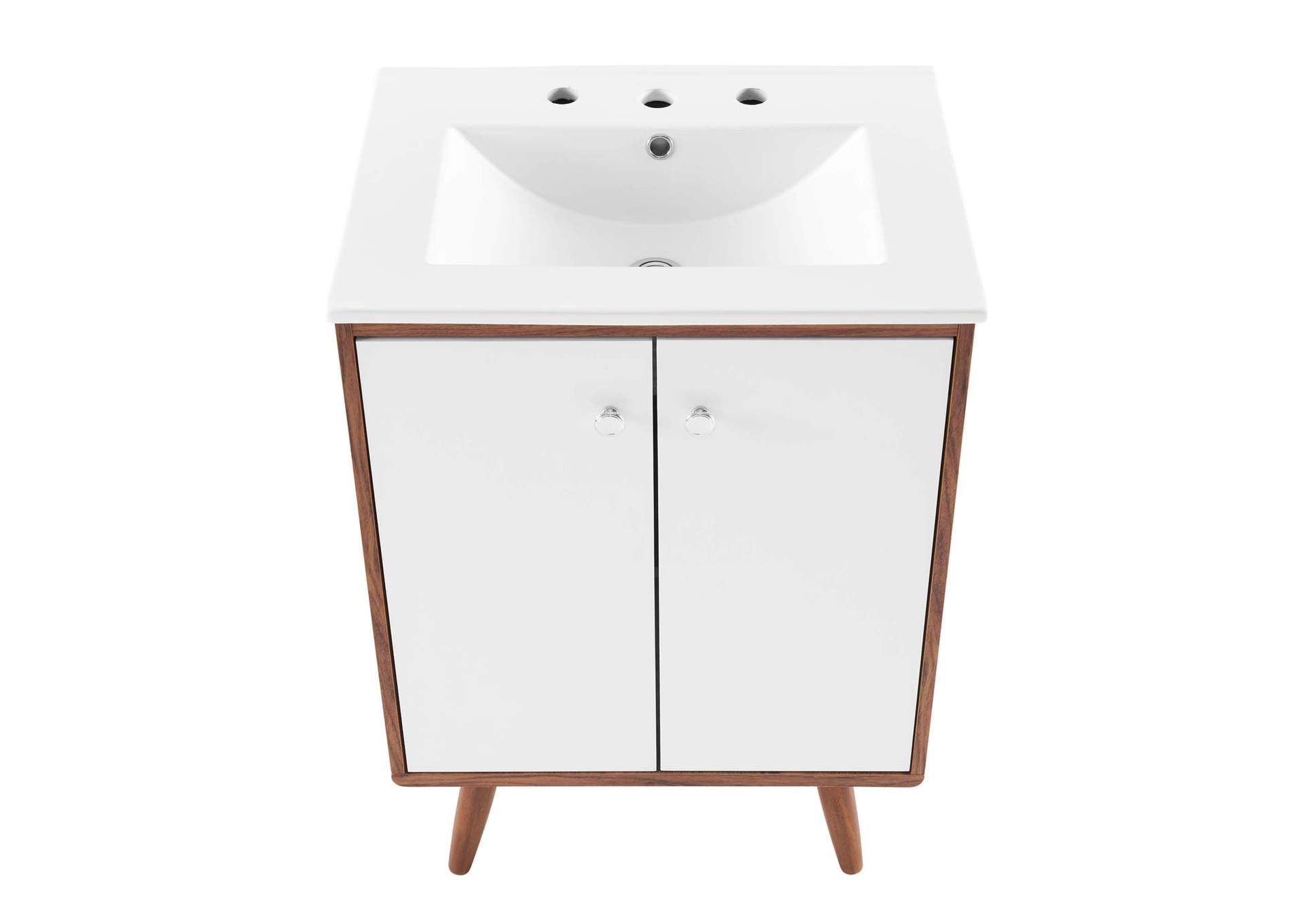 Walnut White Transmit 24" Bathroom Vanity,Modway