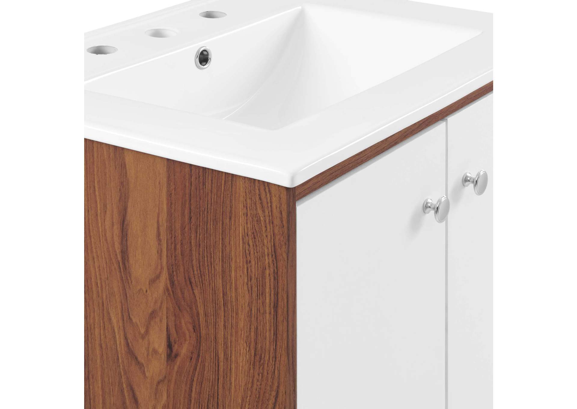 Walnut White Transmit 24" Bathroom Vanity,Modway