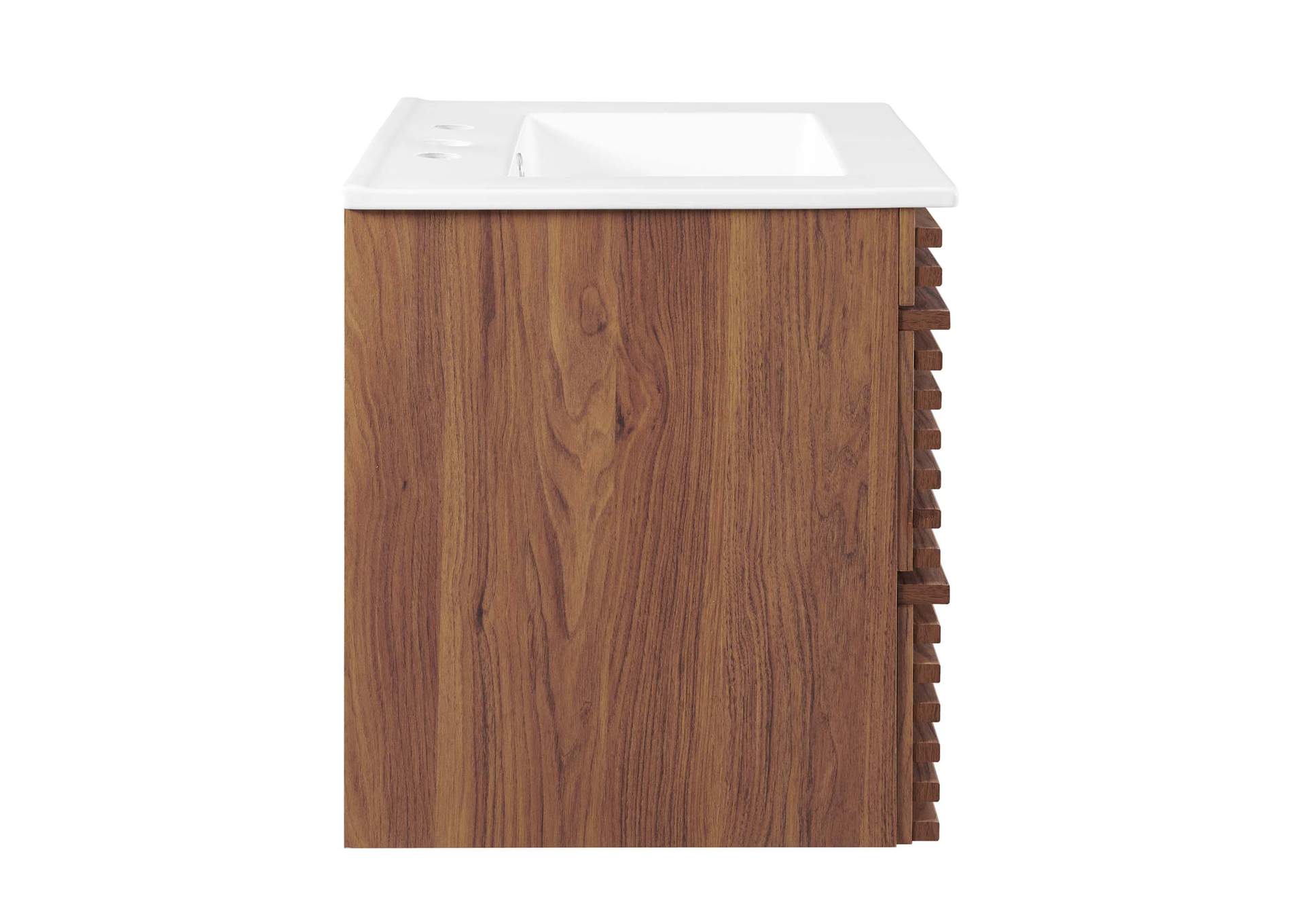 Walnut White Render 24" Wall-Mount Bathroom Vanity,Modway