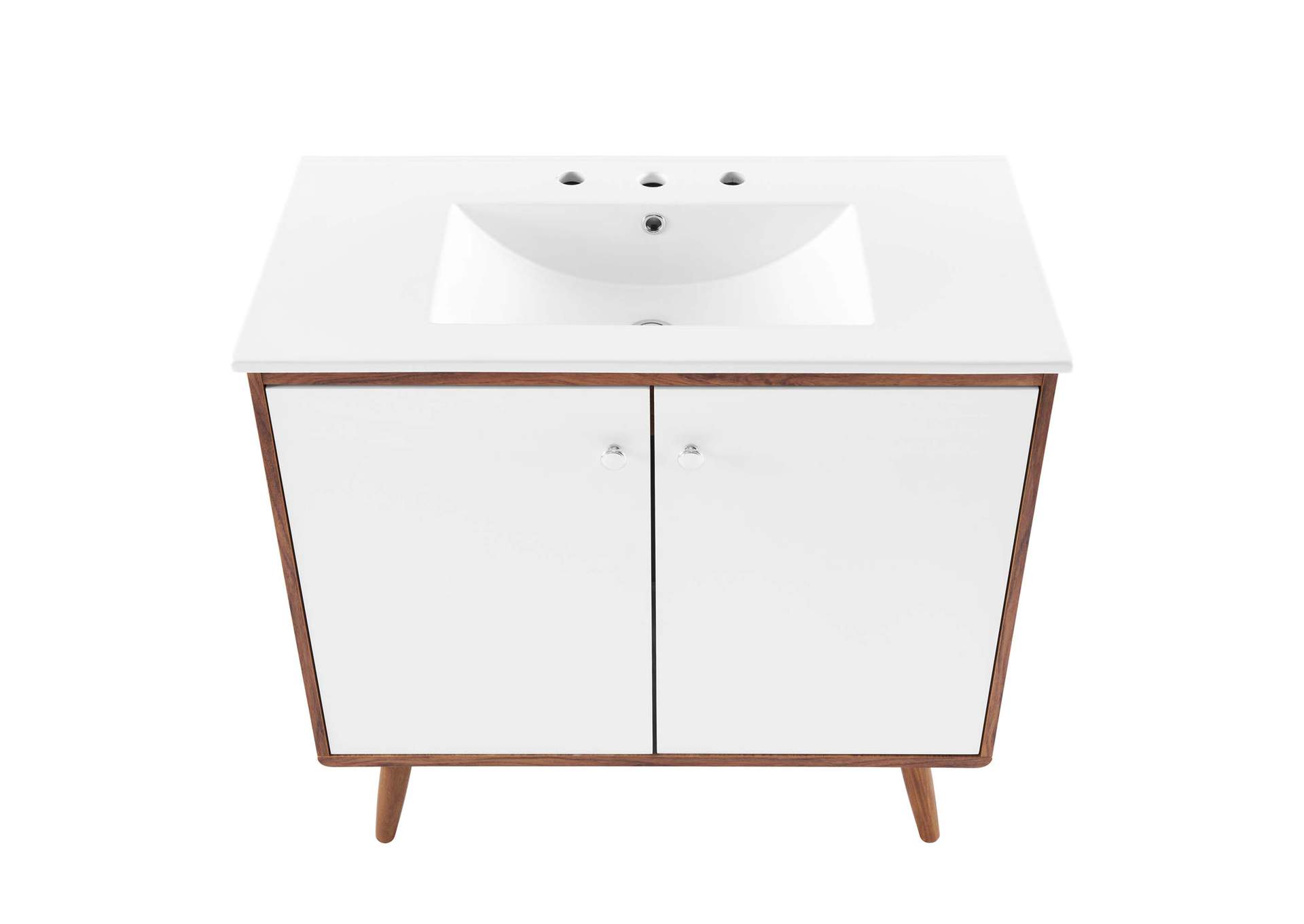 Walnut White Transmit 36" Bathroom Vanity,Modway