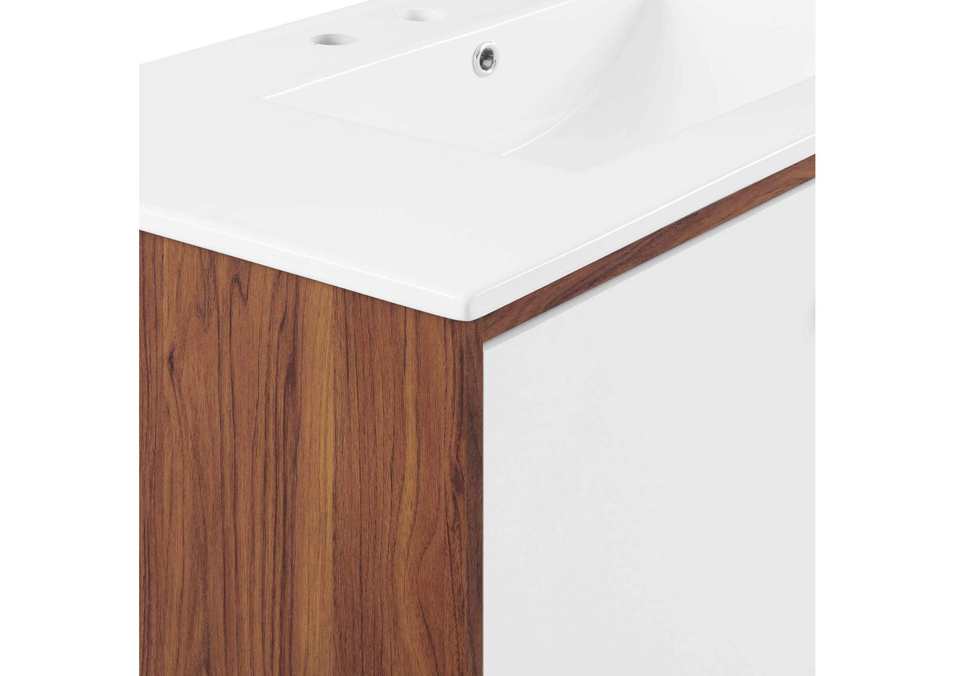 Walnut White Transmit 36" Bathroom Vanity,Modway