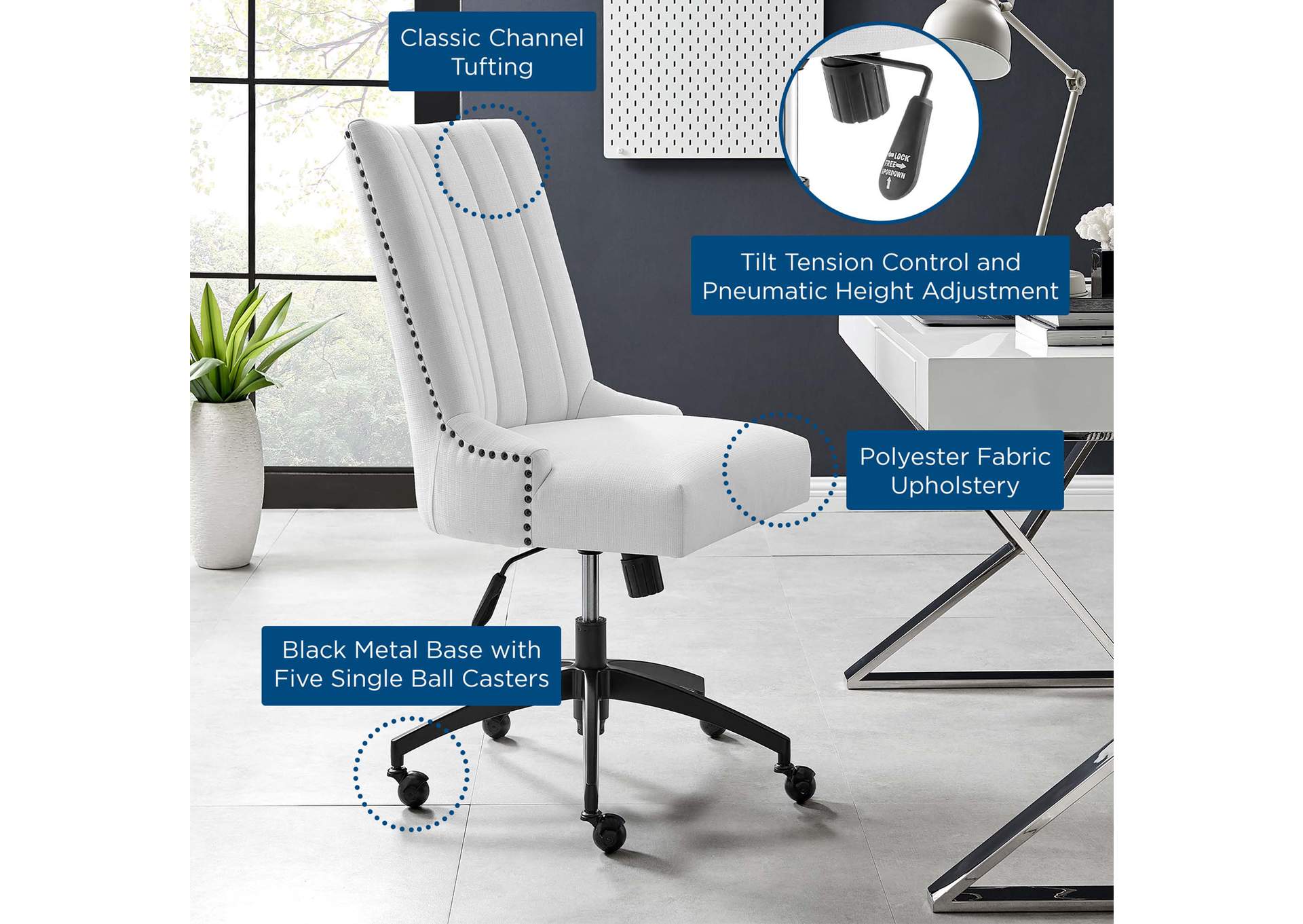 Empower Channel Tufted Fabric Office Chair,Modway