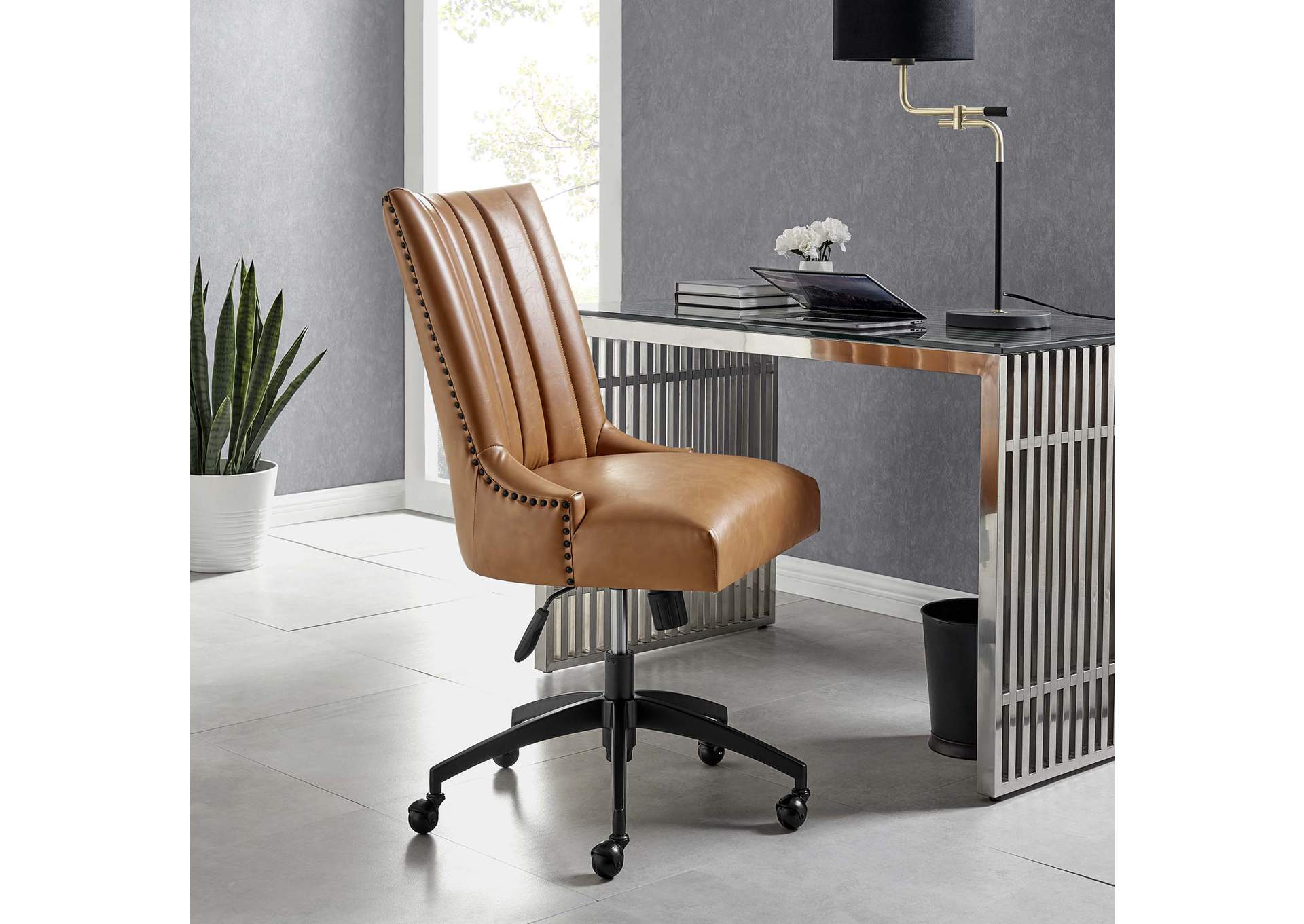 Empower Channel Tufted Vegan Leather Office Chair,Modway