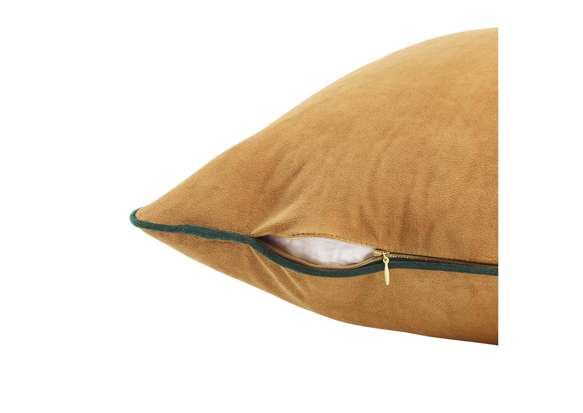 Cognac Green Accentuate 18" Performance Velvet Throw Pillow,Modway