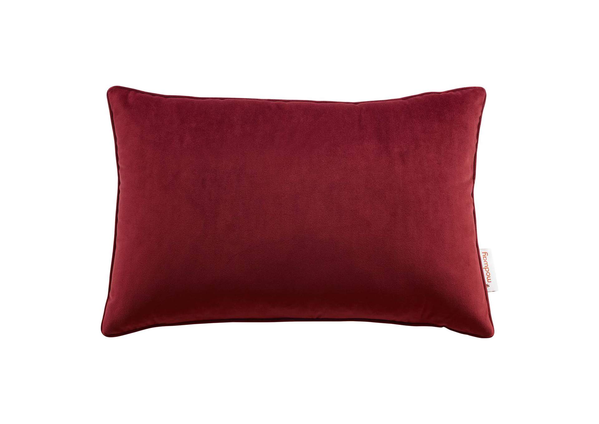 Maroon Enhance 18" Lumbar Performance Velvet Throw Pillow,Modway