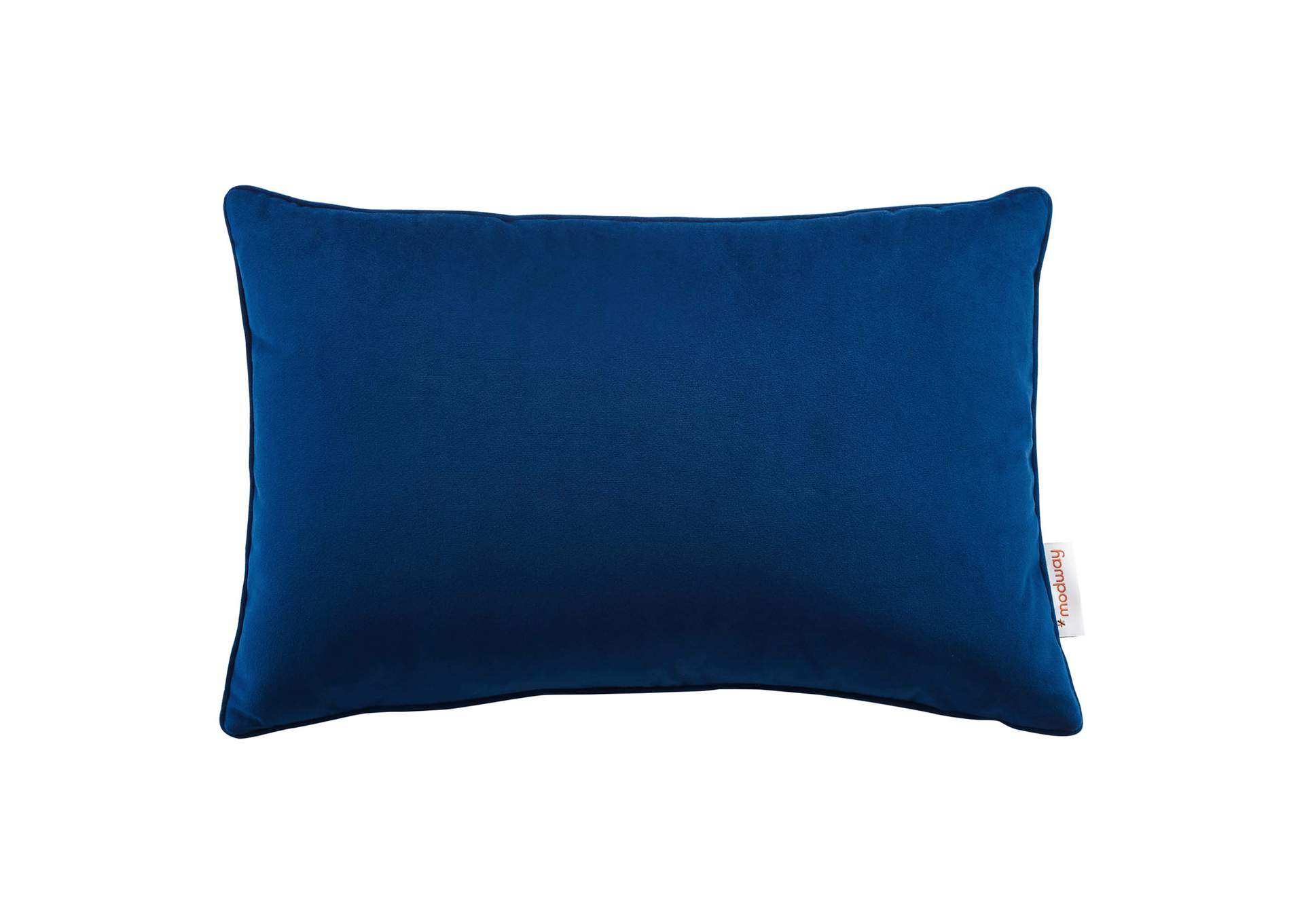 Navy Enhance 18" Lumbar Performance Velvet Throw Pillow,Modway