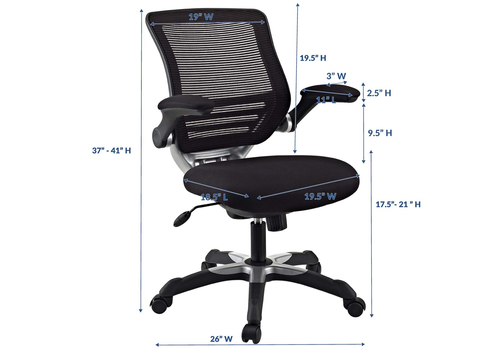 Black Edge Mesh Office Chair,Modway