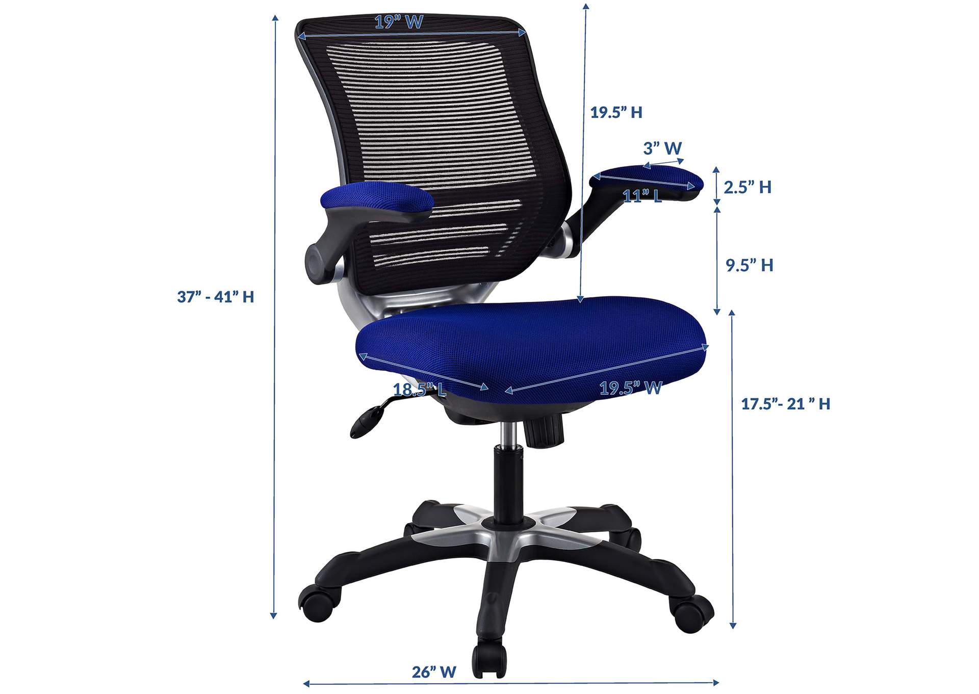 Blue Edge Mesh Office Chair,Modway