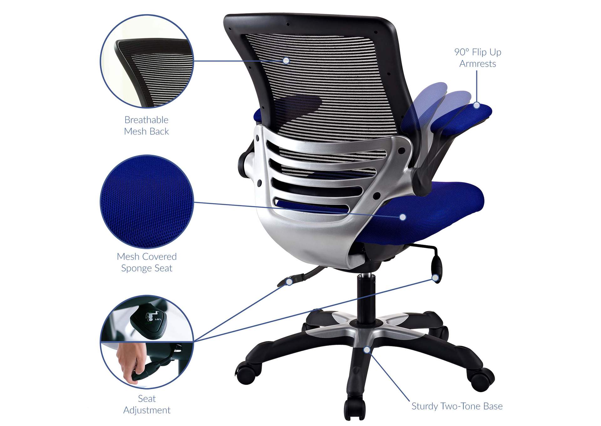 Blue Edge Mesh Office Chair,Modway