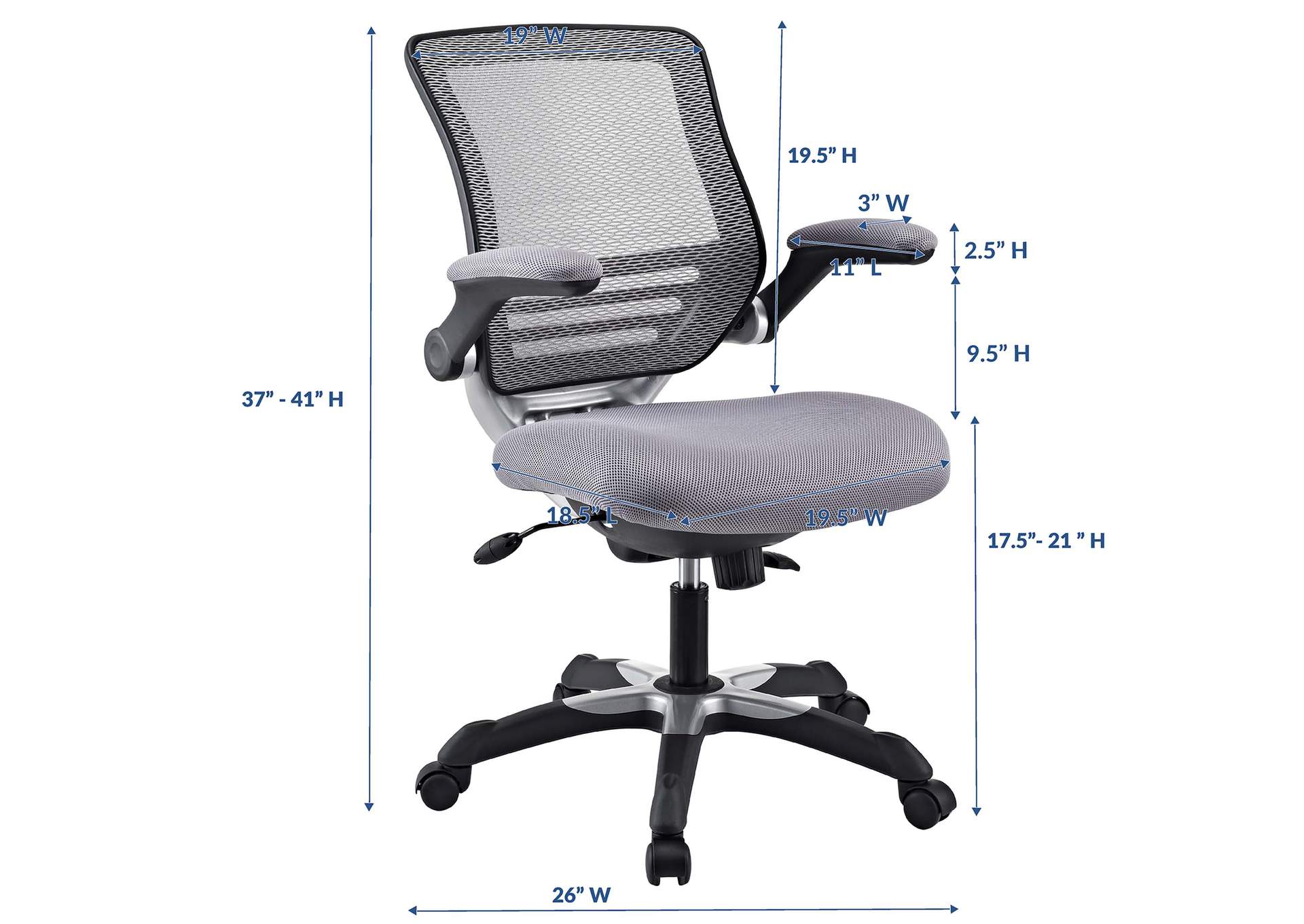 Gray Edge Mesh Office Chair,Modway