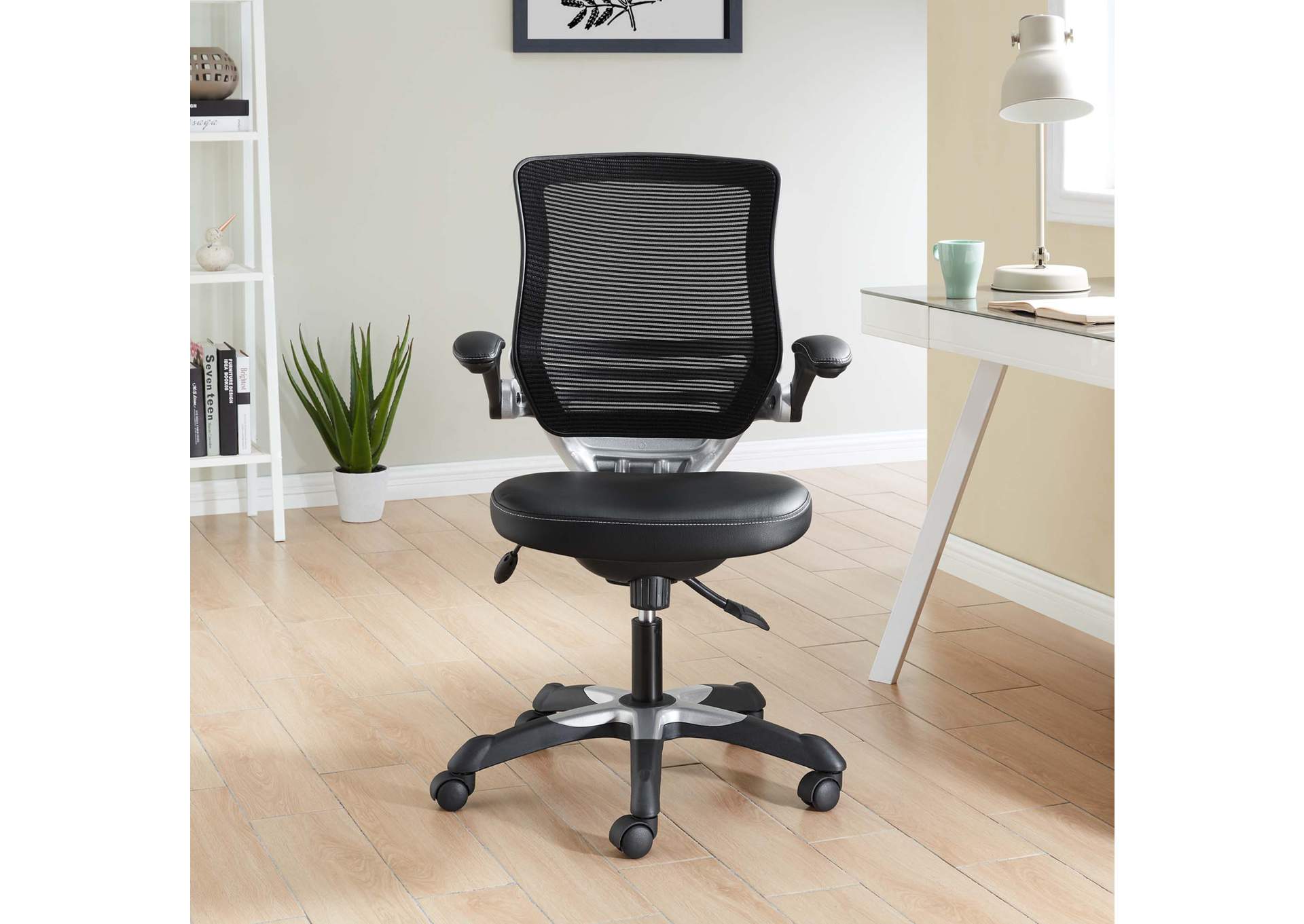 Black Edge Vinyl Office Chair,Modway