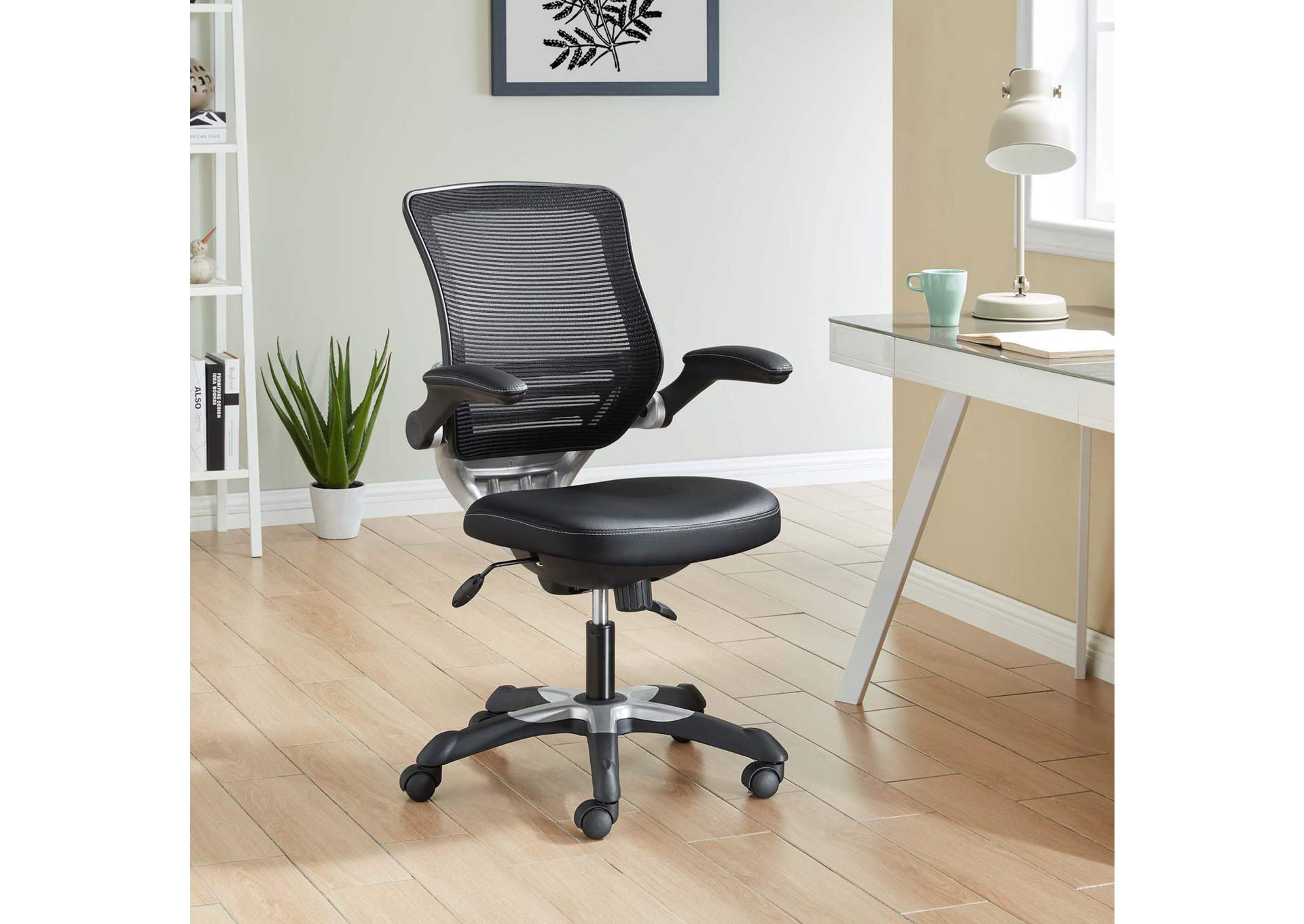 Black Edge Vinyl Office Chair,Modway