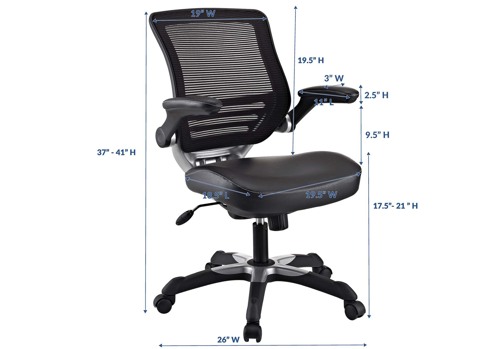 Black Edge Vinyl Office Chair,Modway