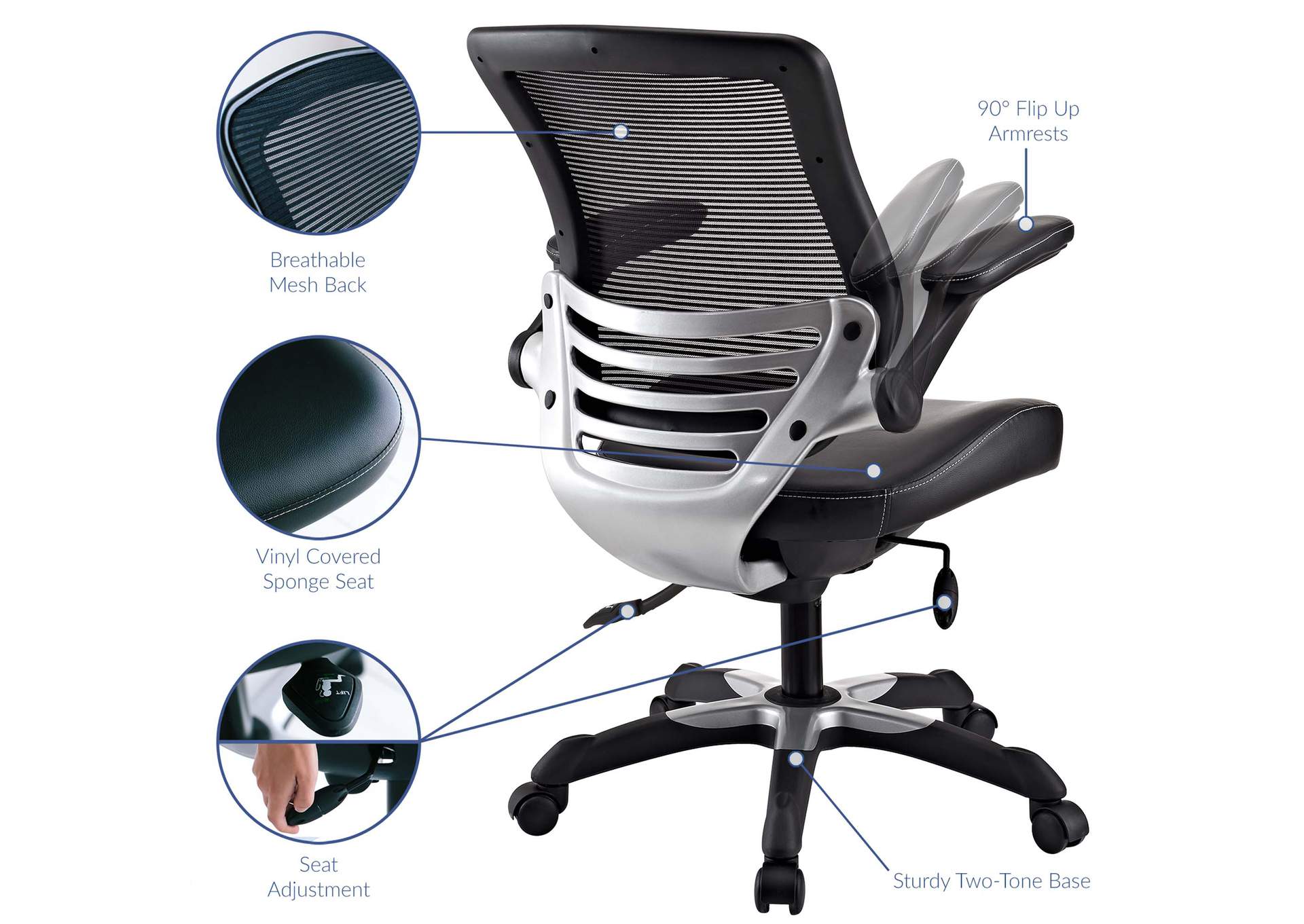 Black Edge Vinyl Office Chair,Modway