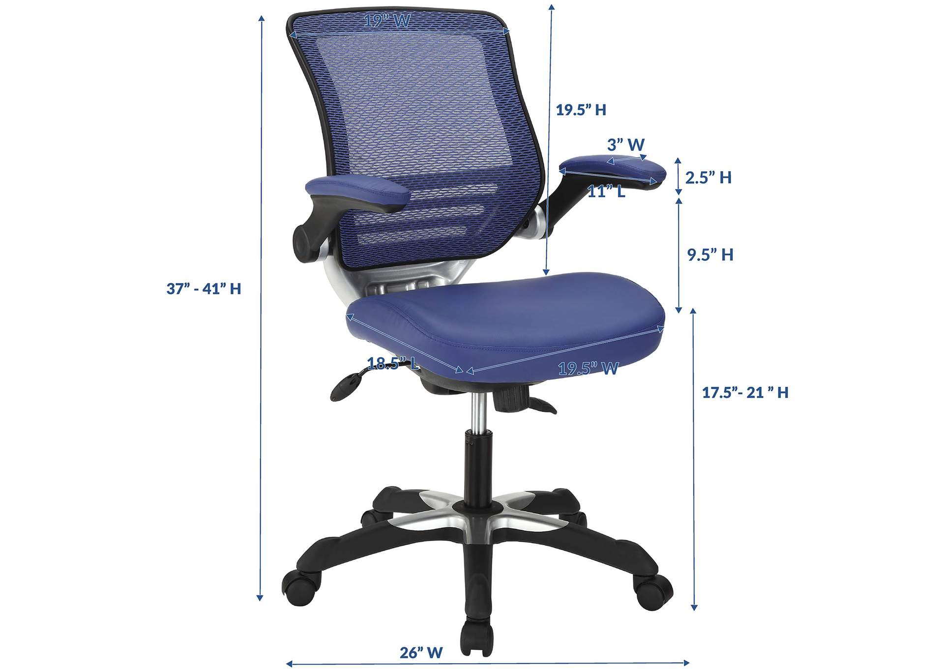 Blue Edge Vinyl Office Chair,Modway