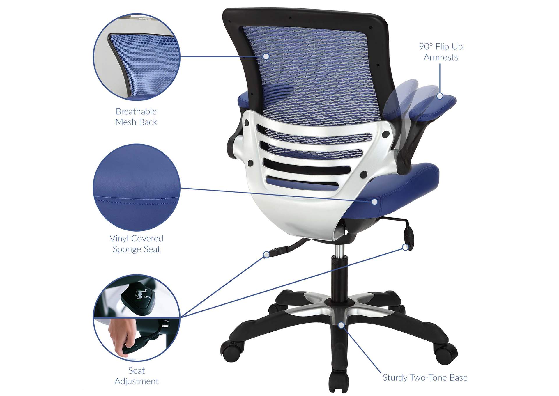 Blue Edge Vinyl Office Chair,Modway