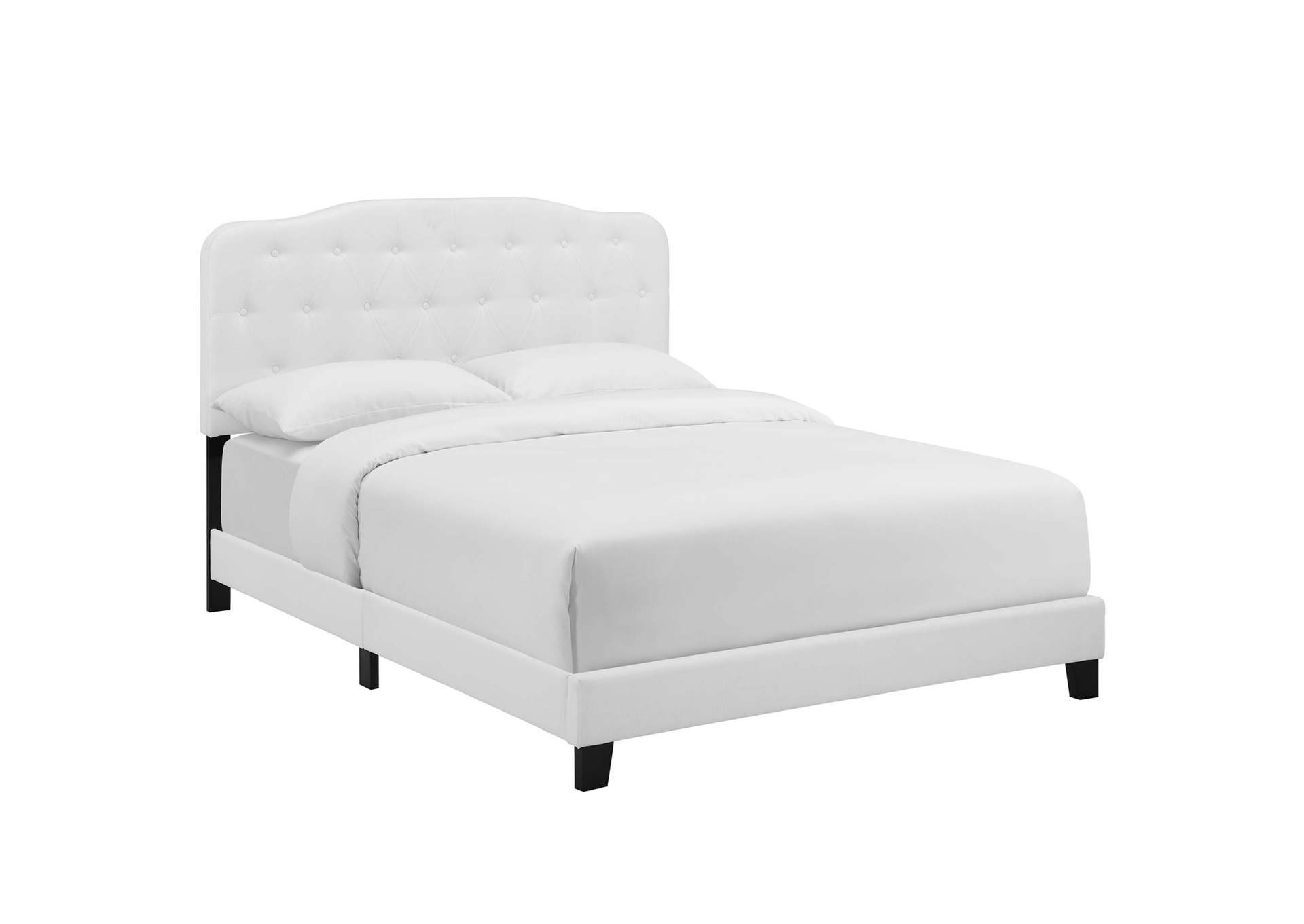 White Amelia Twin Upholstered Bed - Fabric,Modway