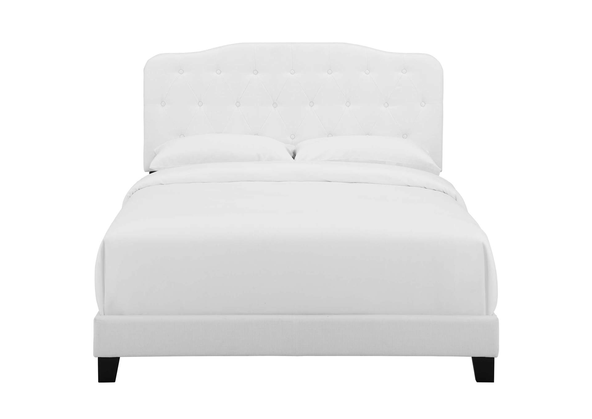 White Amelia Twin Upholstered Bed - Fabric,Modway