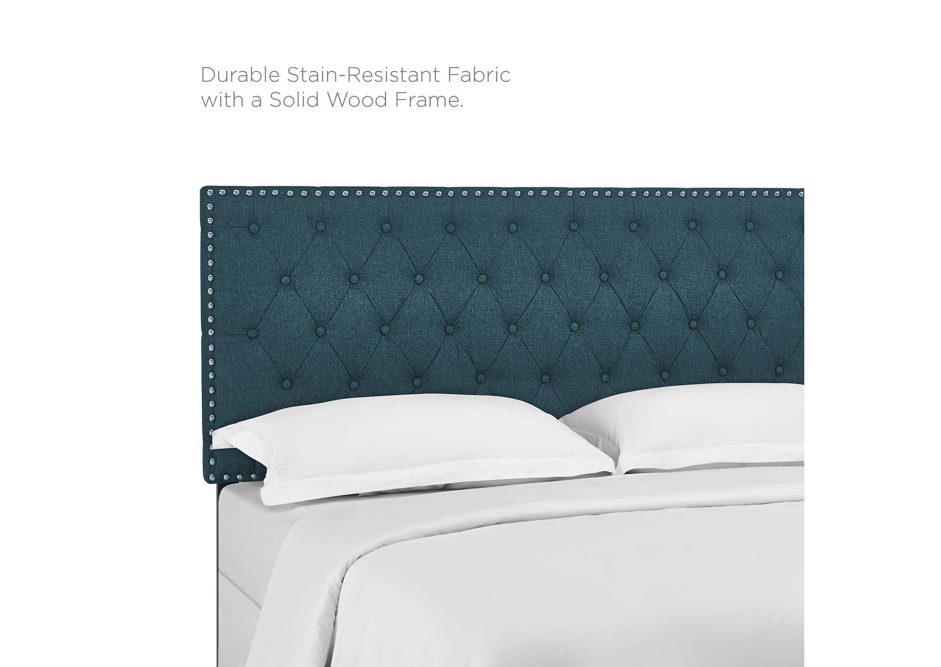 Helena Teal Tufted King and California King Upholstered Linen Fabric Headboard,Modway