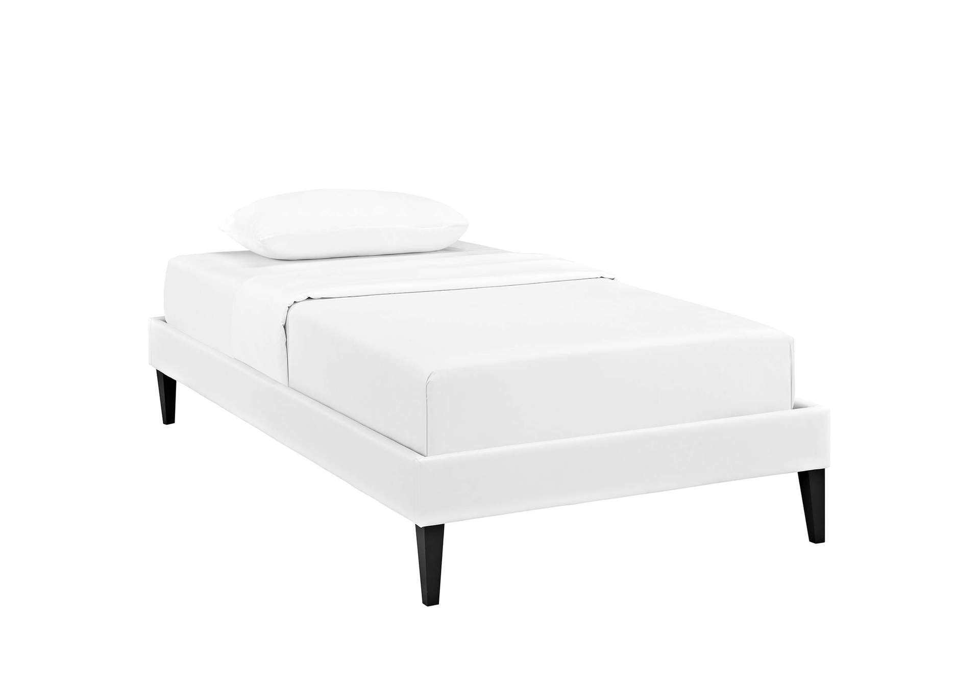 White Tessie Twin Bed - Vinyl Frame with Squared Tapered Legs,Modway