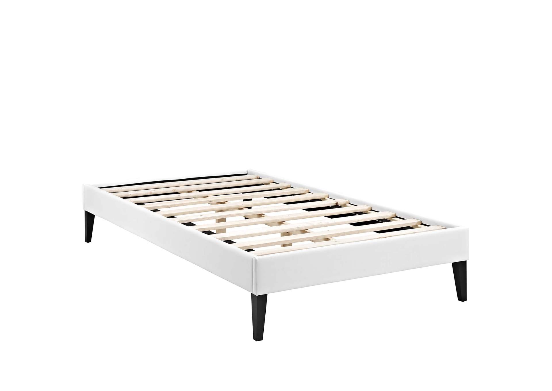 White Tessie Twin Bed - Vinyl Frame with Squared Tapered Legs,Modway