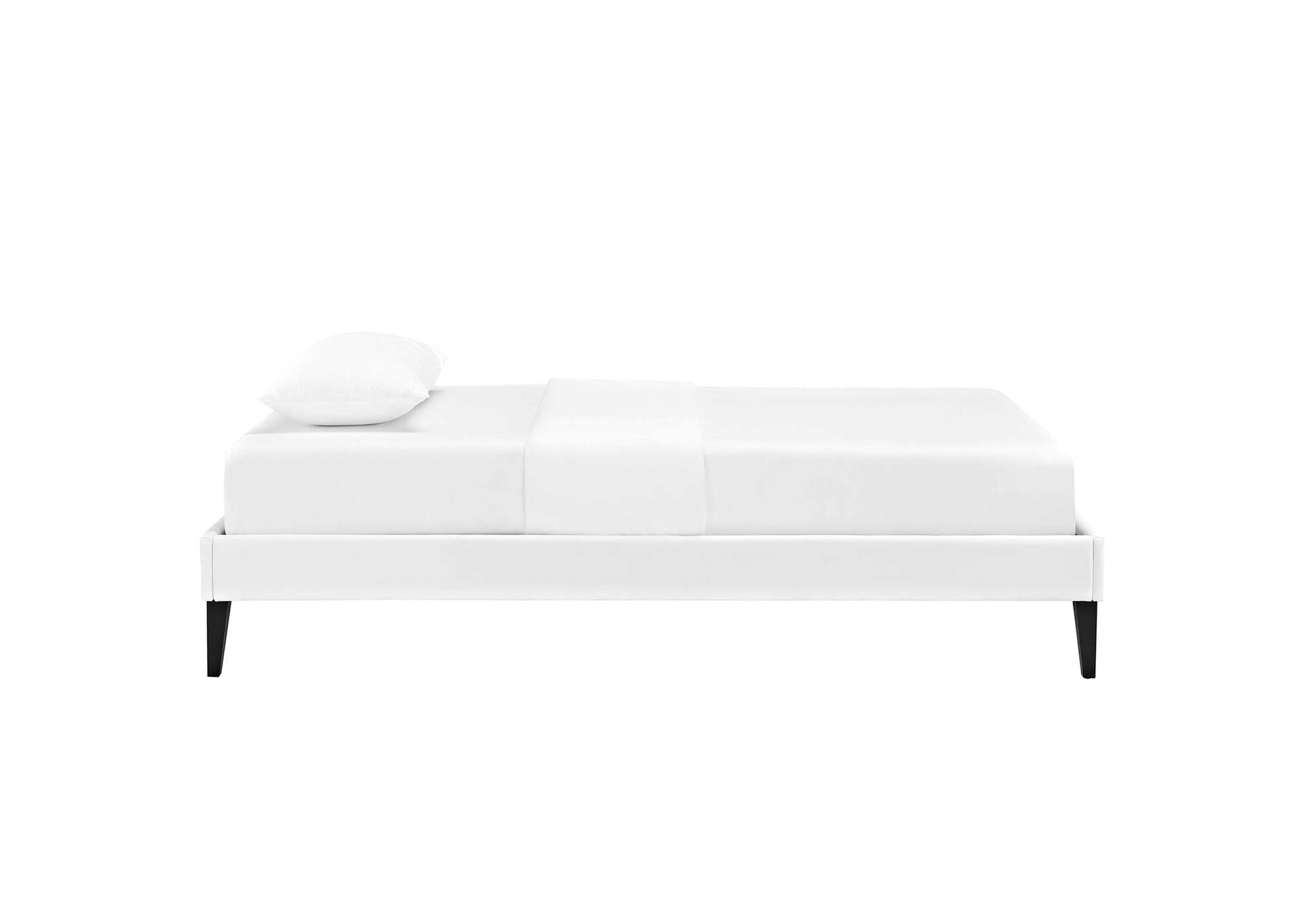 White Tessie Twin Bed - Vinyl Frame with Squared Tapered Legs,Modway