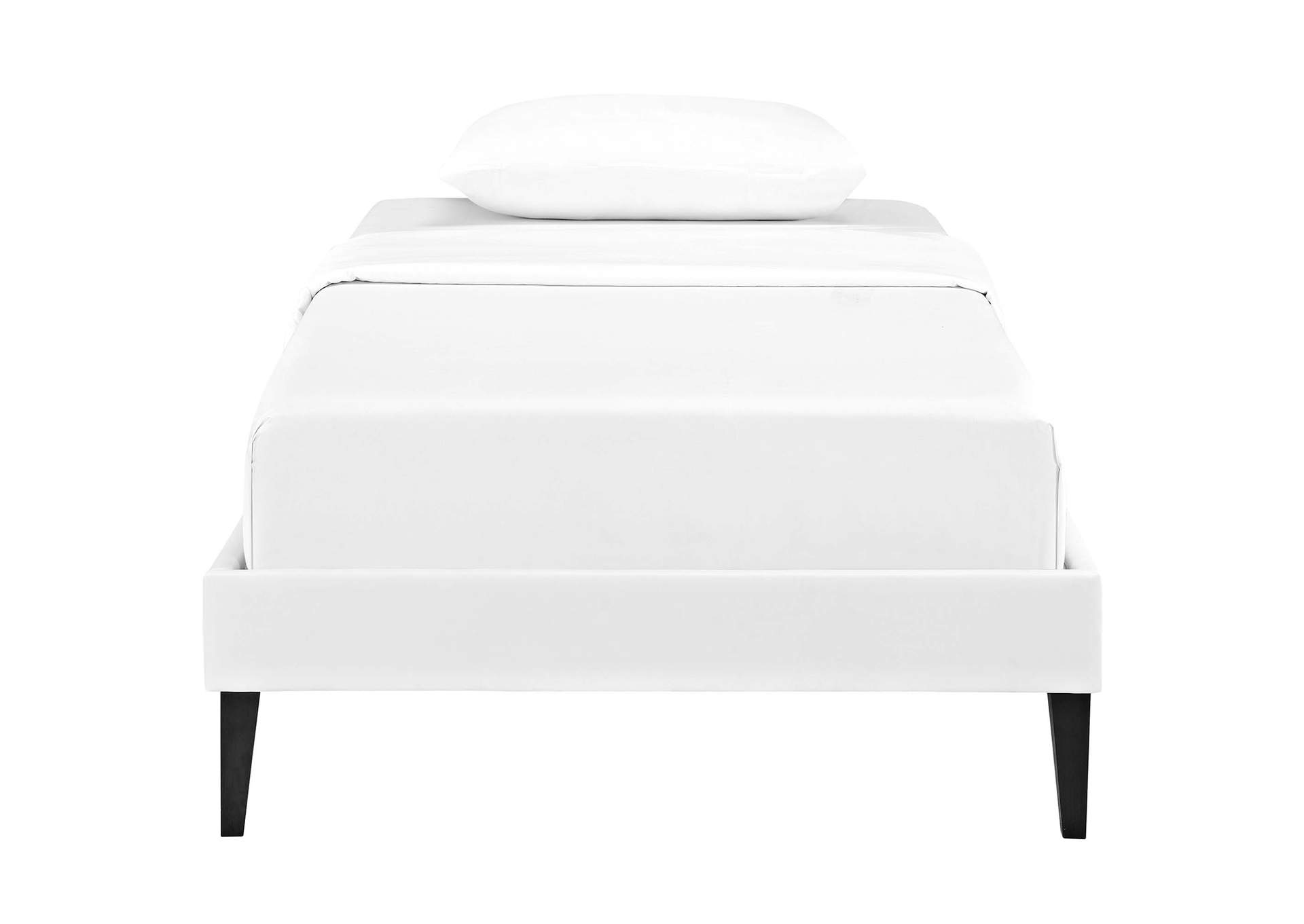 White Tessie Twin Bed - Vinyl Frame with Squared Tapered Legs,Modway