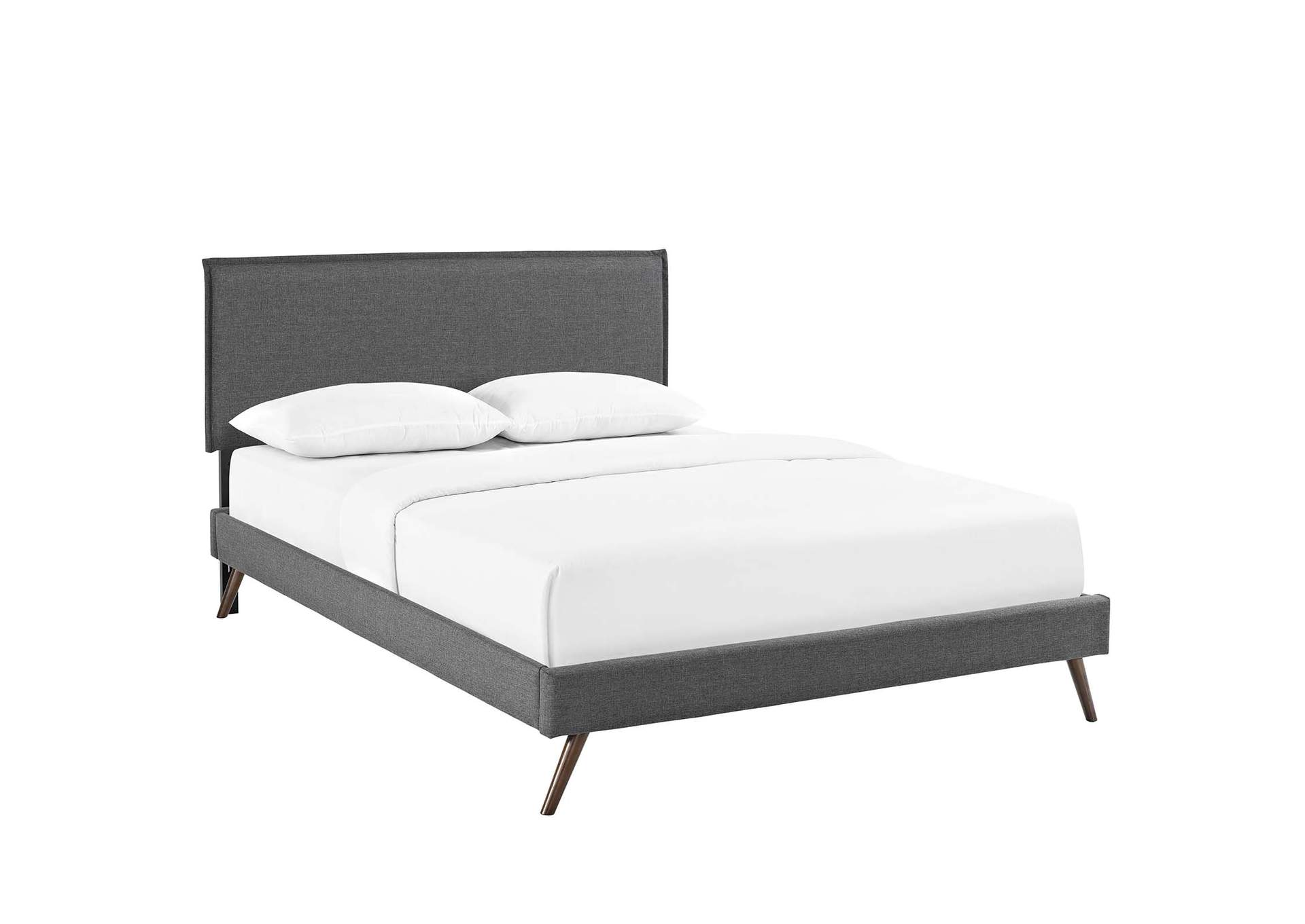 Gray Amaris Platform Full Bed - Fabric with Round Splayed Legs,Modway